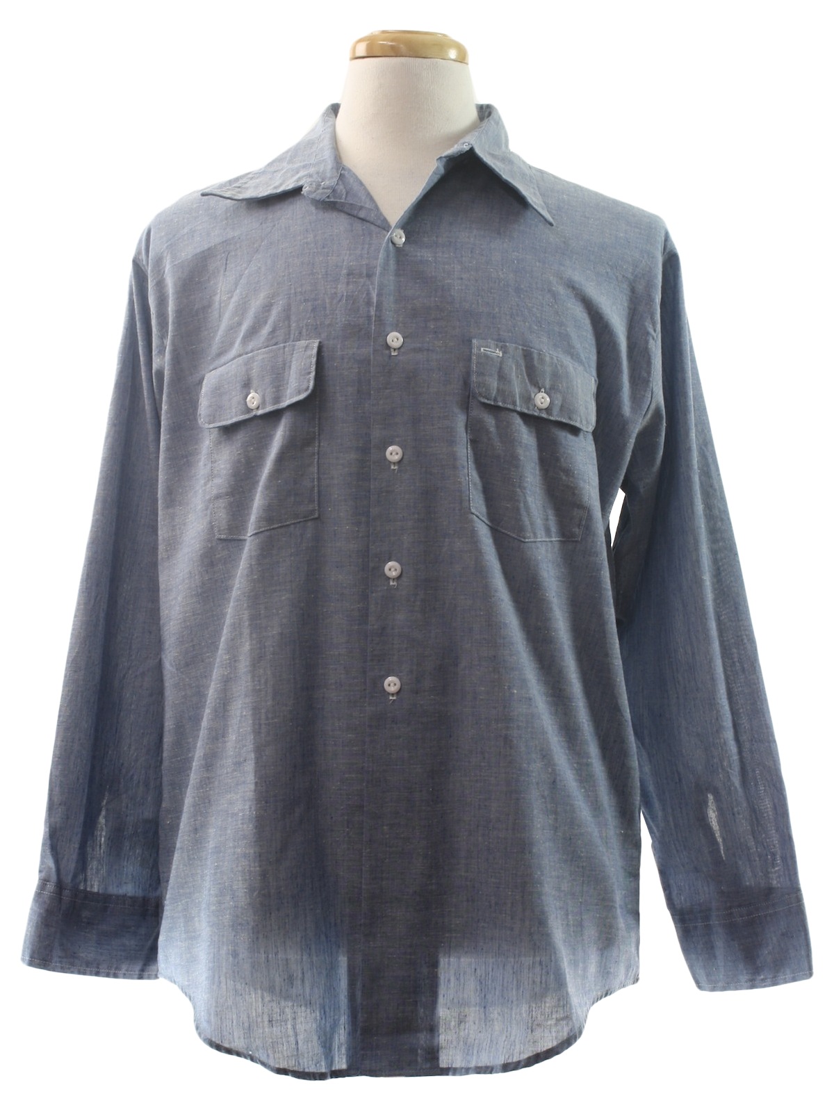 Vintage JC Penney 70's Shirt: 70s -JC Penney- Mens blue background ...