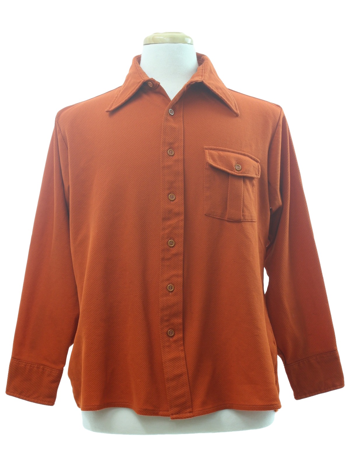 Retro Seventies Knit Shirt: 70s -Arrow- Mens rust polyester longsleeve ...