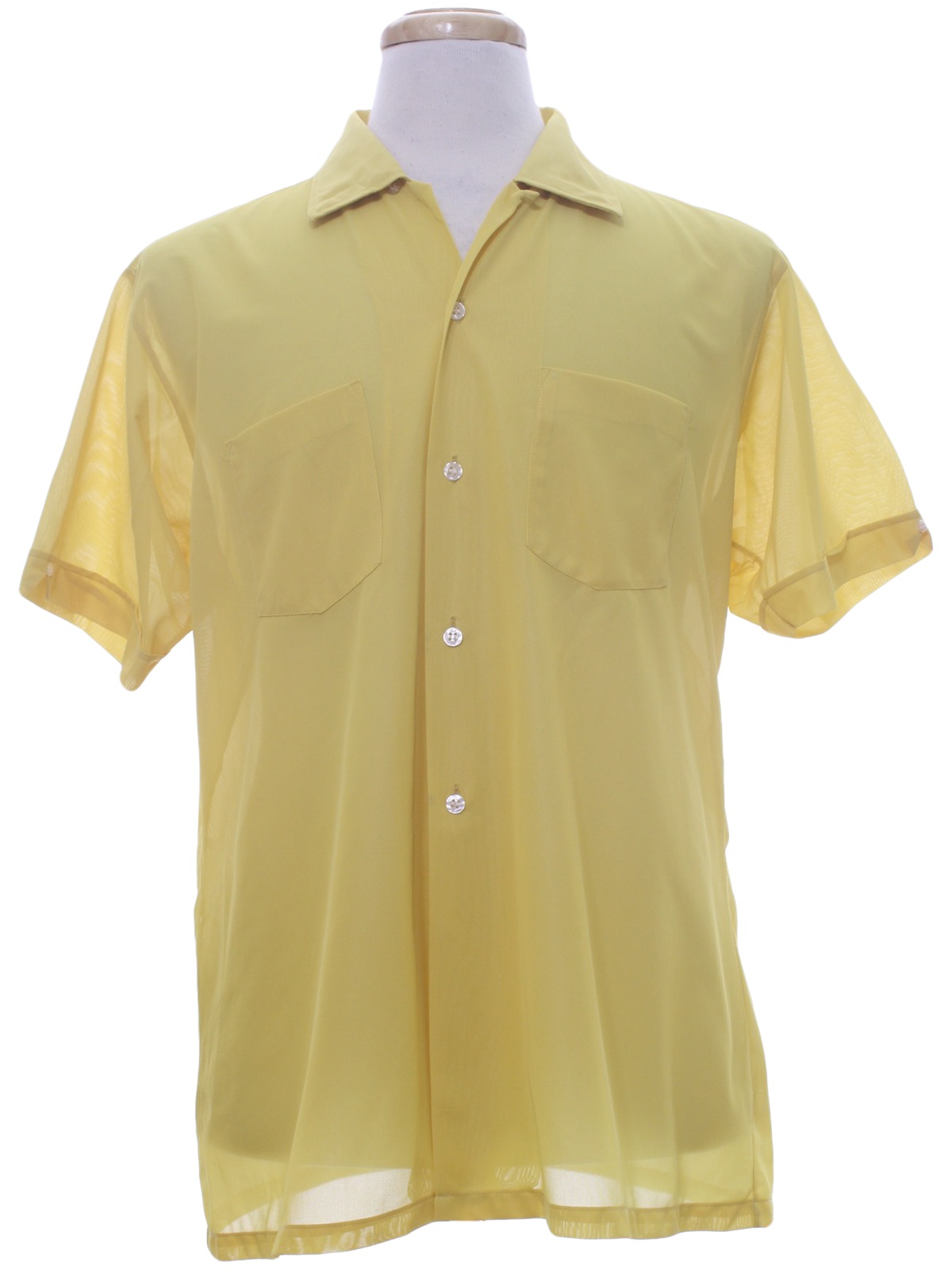 Sixties Vintage Shirt: 60s -Kent- Mens bright mustard yellow background ...
