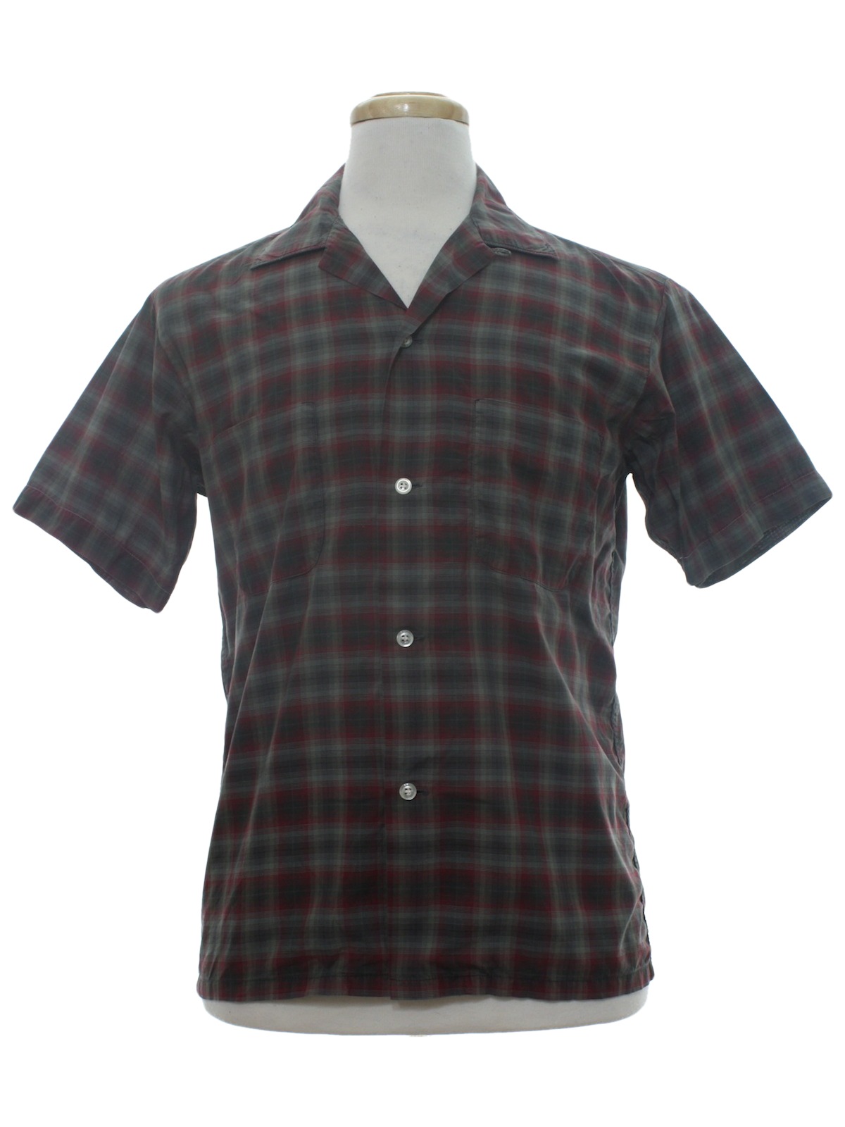 60s Vintage Pilgrim Shirt: 60s -Pilgrim- Mens gray background polyester ...