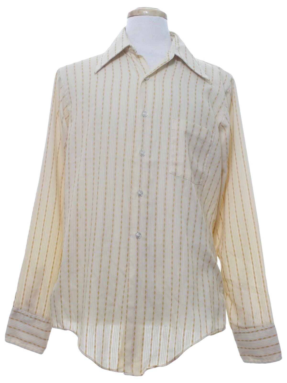 Forum 70's Vintage Shirt: 70s -Forum- Mens cream background polyester ...