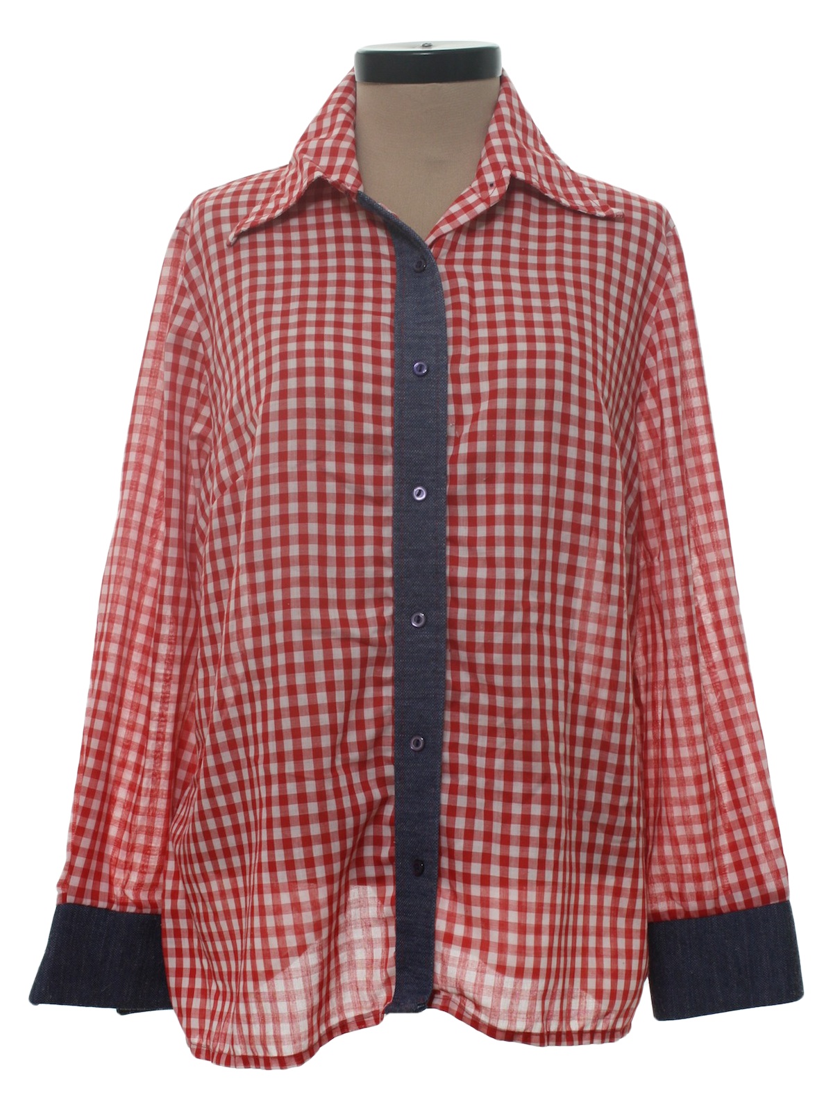 1970's Shirt (JCPenney): 70s -JCPenney- Womens red and white gingham ...