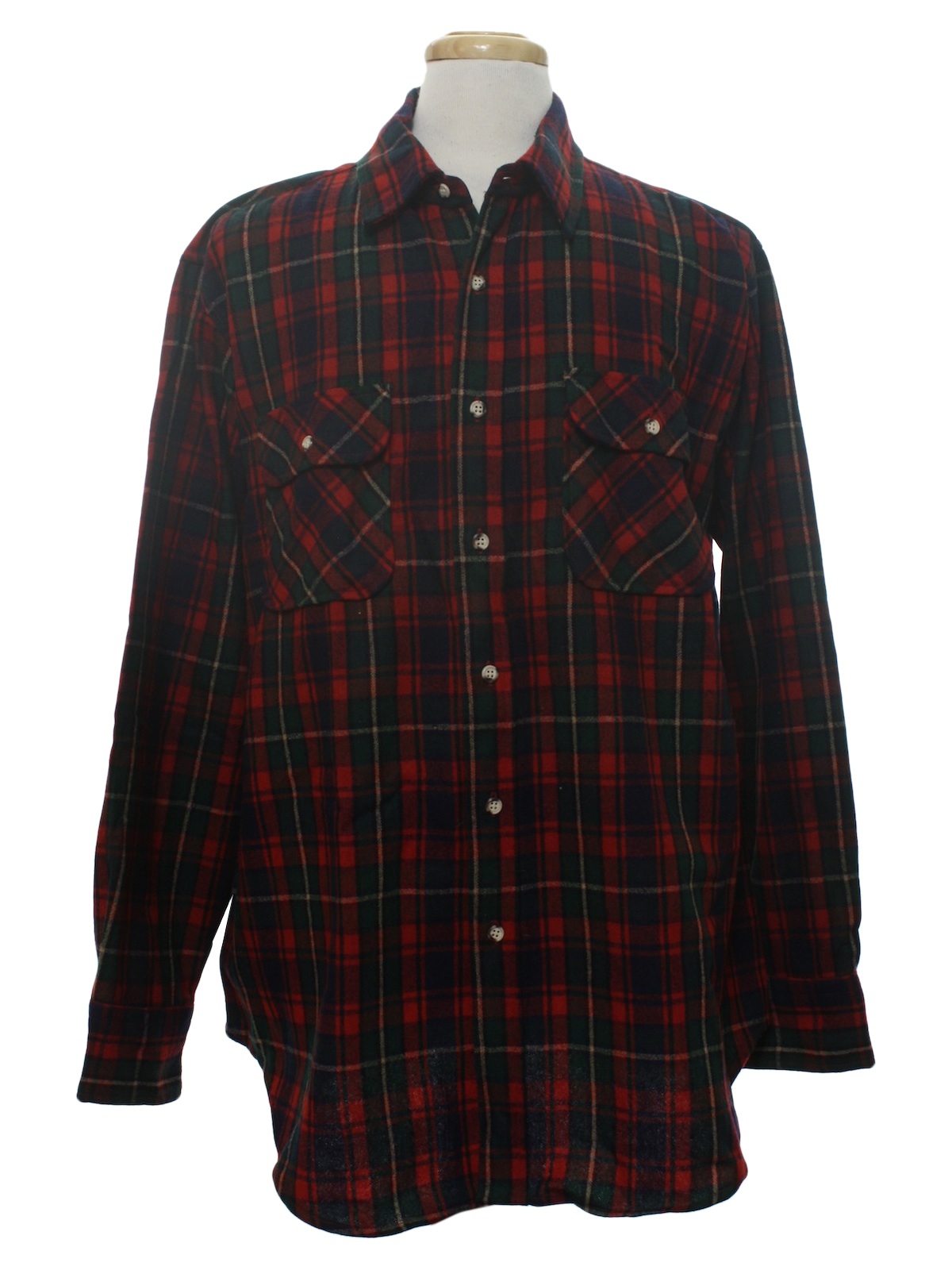 80's St. Johns Bay Wool Shirt: 80s -St. Johns Bay- Mens red, navy blue ...