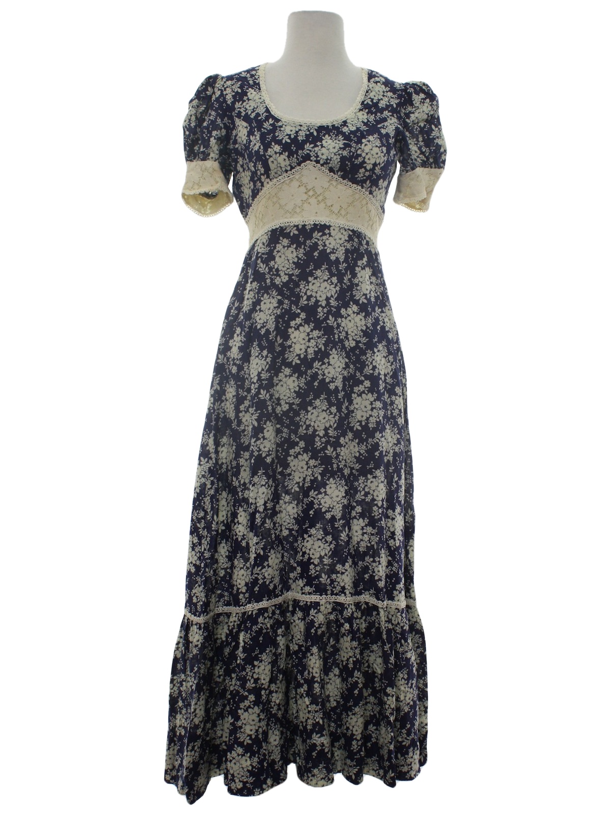 1970's Vintage Jody T Hippie Dress: 70s -Jody T- Womens midnight blue ...