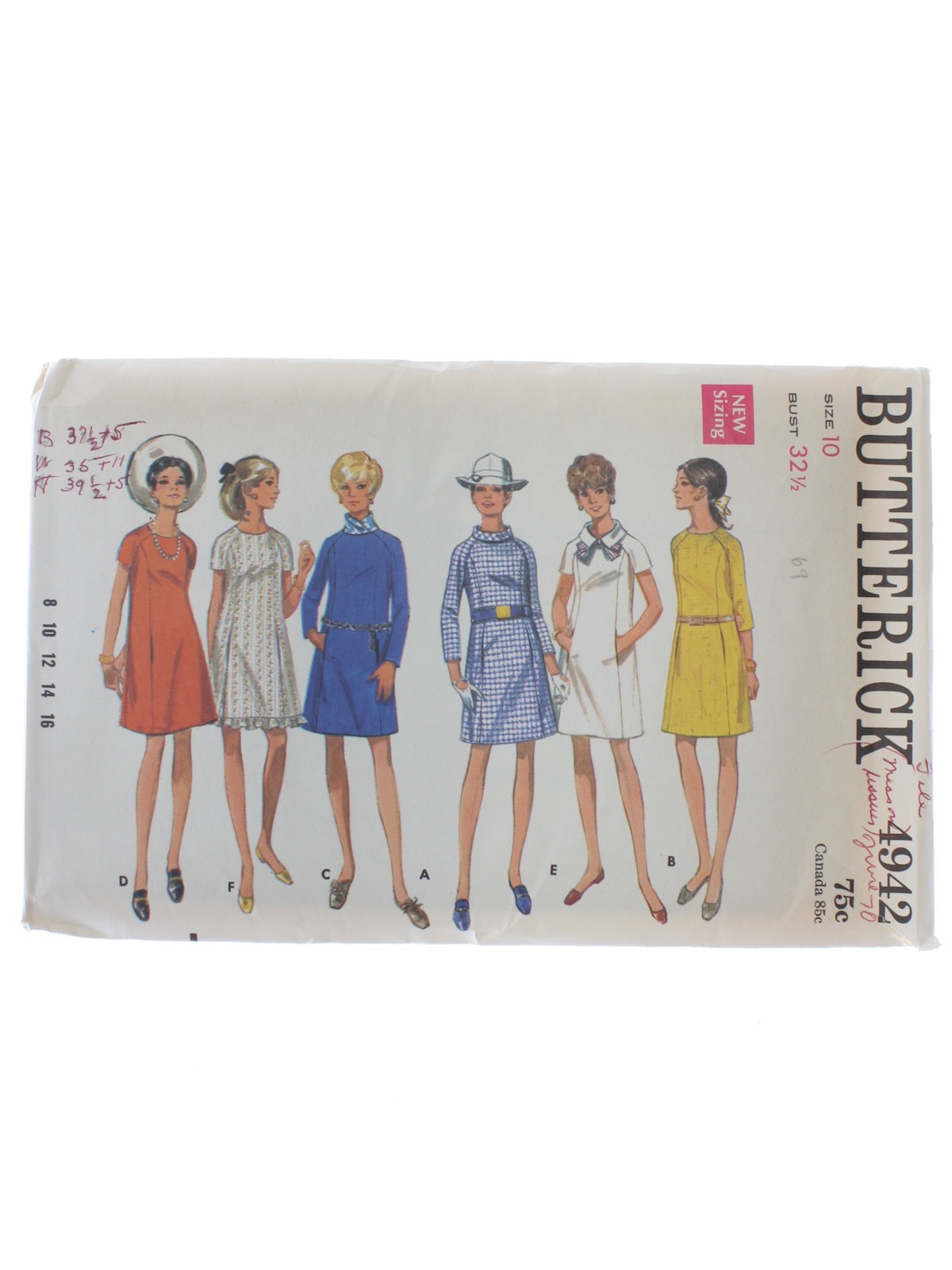 Butterick Pattern No. 4942 Sixties Vintage Sewing Pattern: 1968 ...