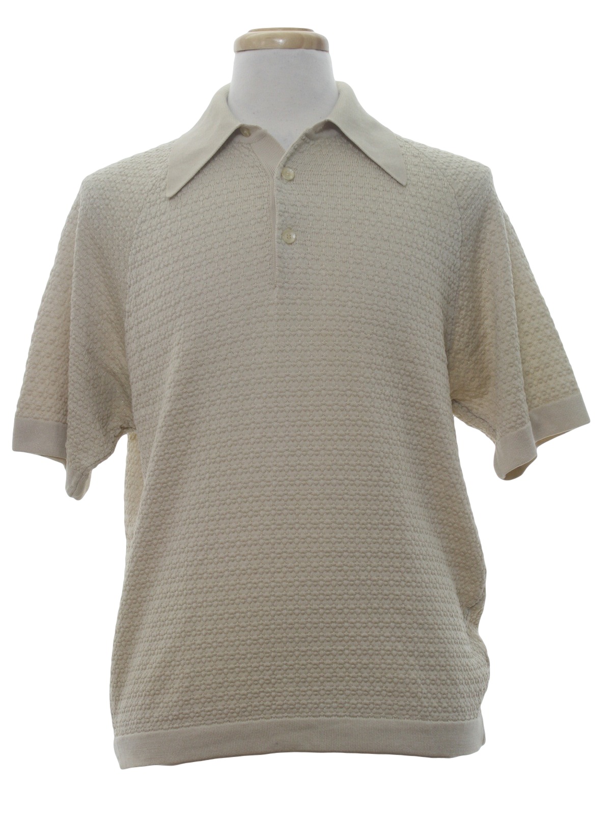 Retro 1970's Knit Shirt (Donegal) : 70s -Donegal- Mens beige acetate ...