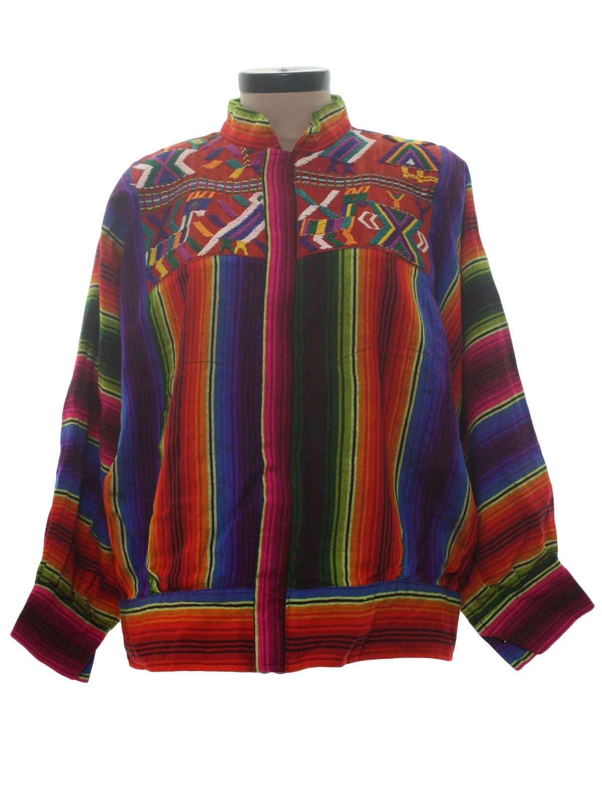 1980's Retro Jacket: 80s -Kem- Womens bright rainbow colored striped ...