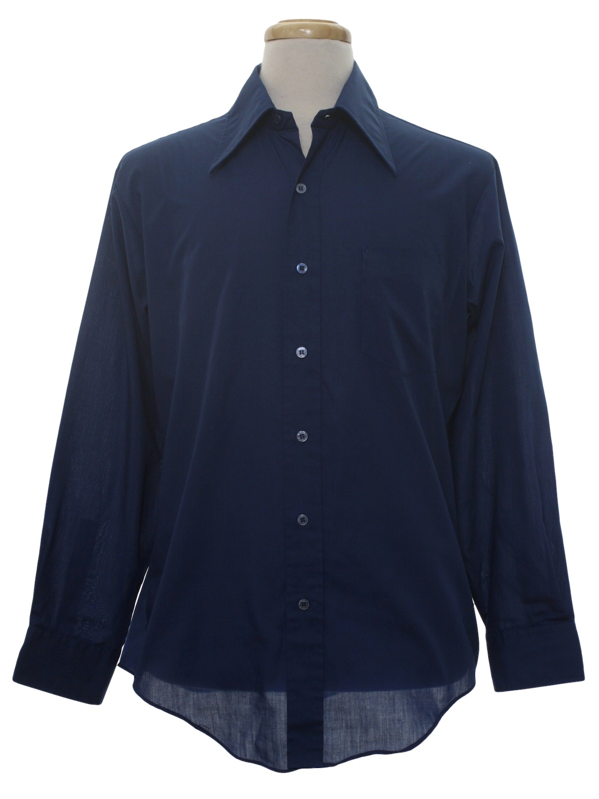 Pennys 70's Vintage Shirt: 70s -Pennys- Mens navy blue, blended cotton ...