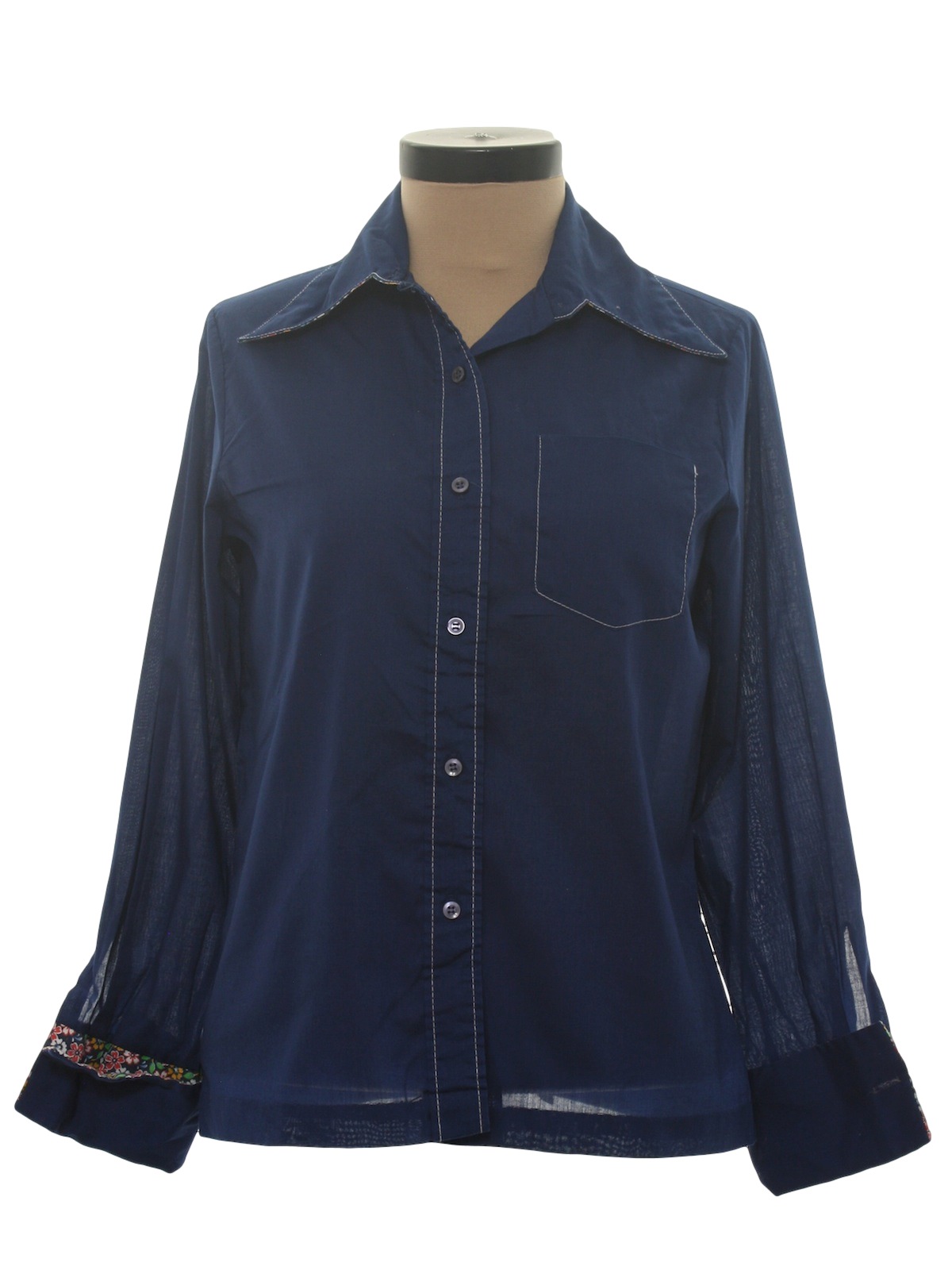 70s Shirt (Permanent Press): 70s -Permanent Press- Womens navy blue ...