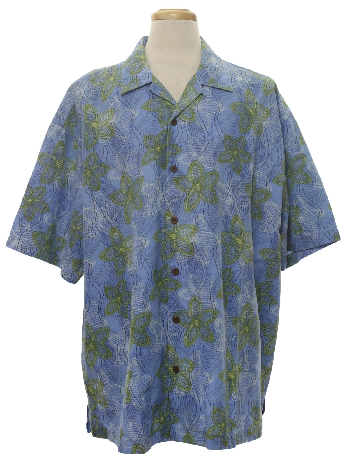 90s Hawaiian Shirt (Tommy Bahama): 90s -Tommy Bahama- Mens pale blue ...