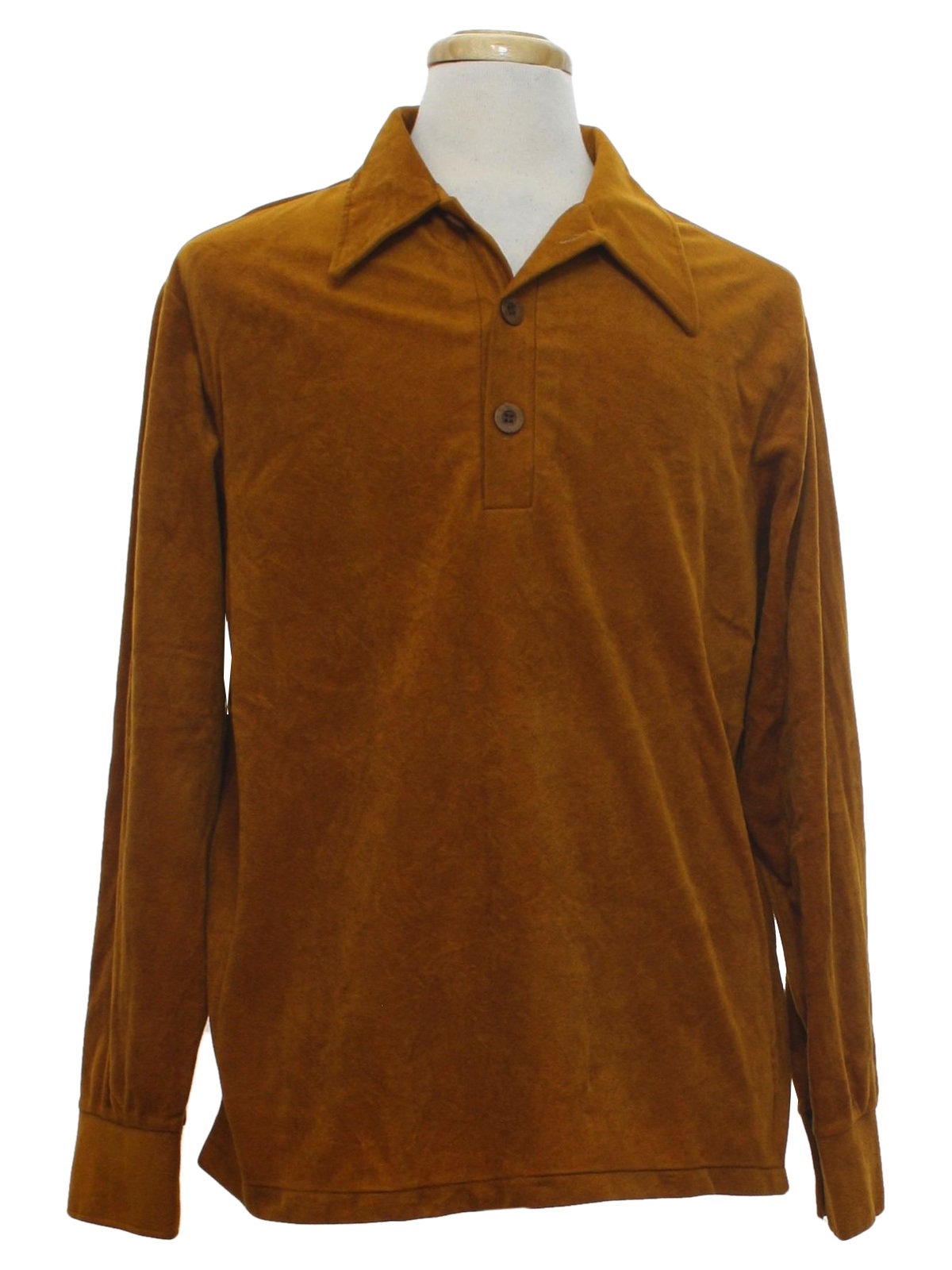 1970s Vintage Velour Shirt: 70s -David Hansen- Mens harvest gold ...