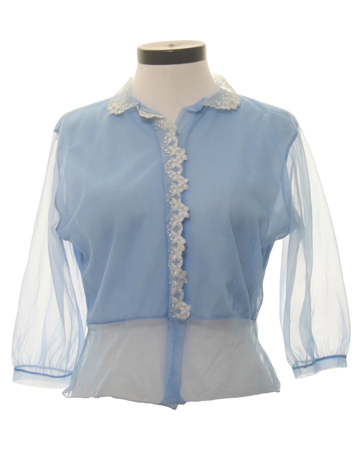 Retro 50's Shirt: Late 50s or early 60s -Kitty Kane- Womens sky blue ...