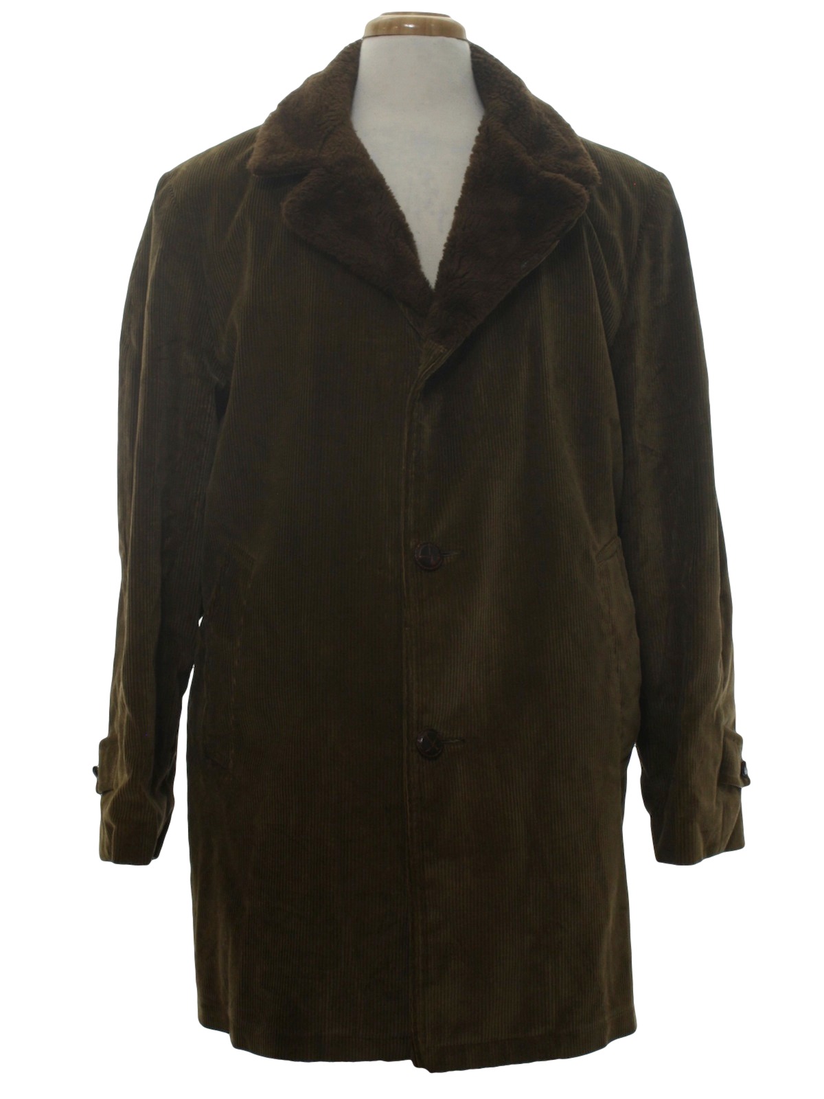 1970's Jacket: 70s -No Label- Mens dark brown wide wale cotton corduroy ...