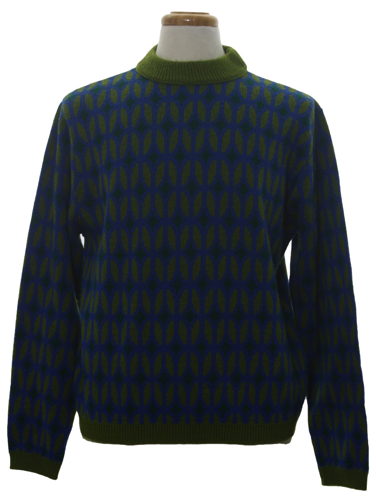 1960's Sweater (Beeline): 60s -Beeline- Mens blue, olive green and ...