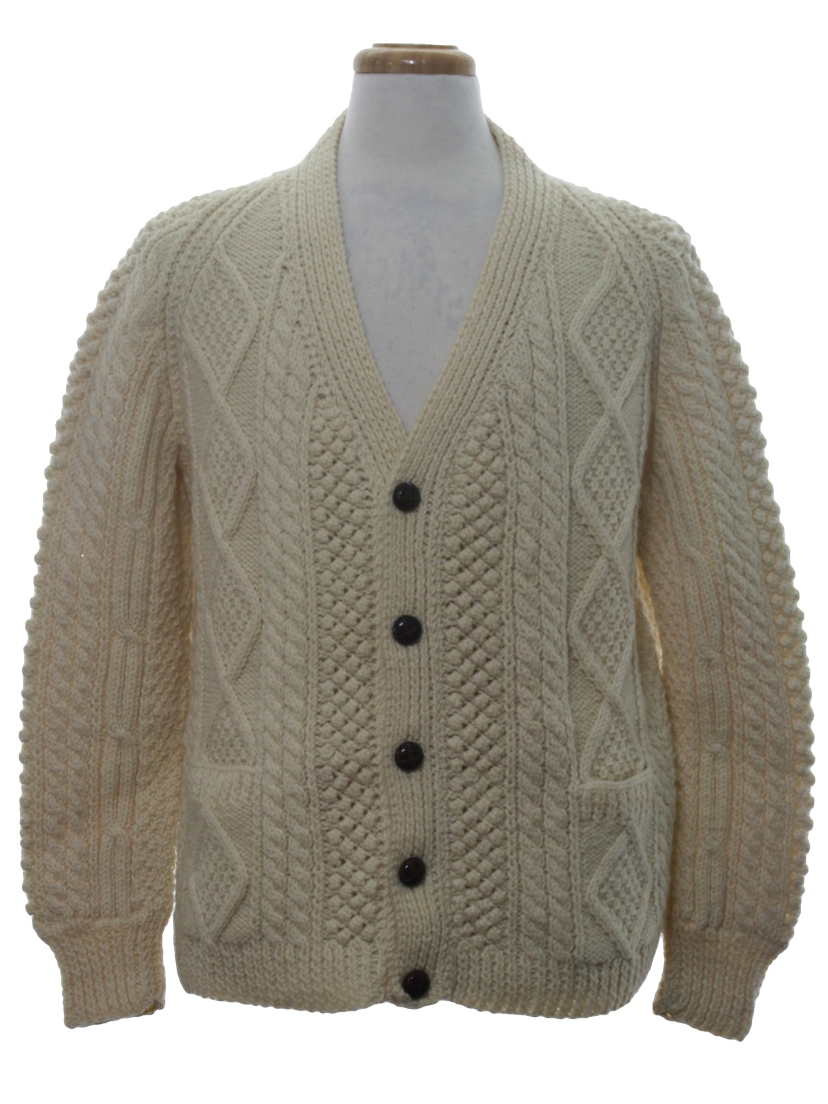 1970's Retro Caridgan Sweater: 70s -Monaghans- Mens cream background ...