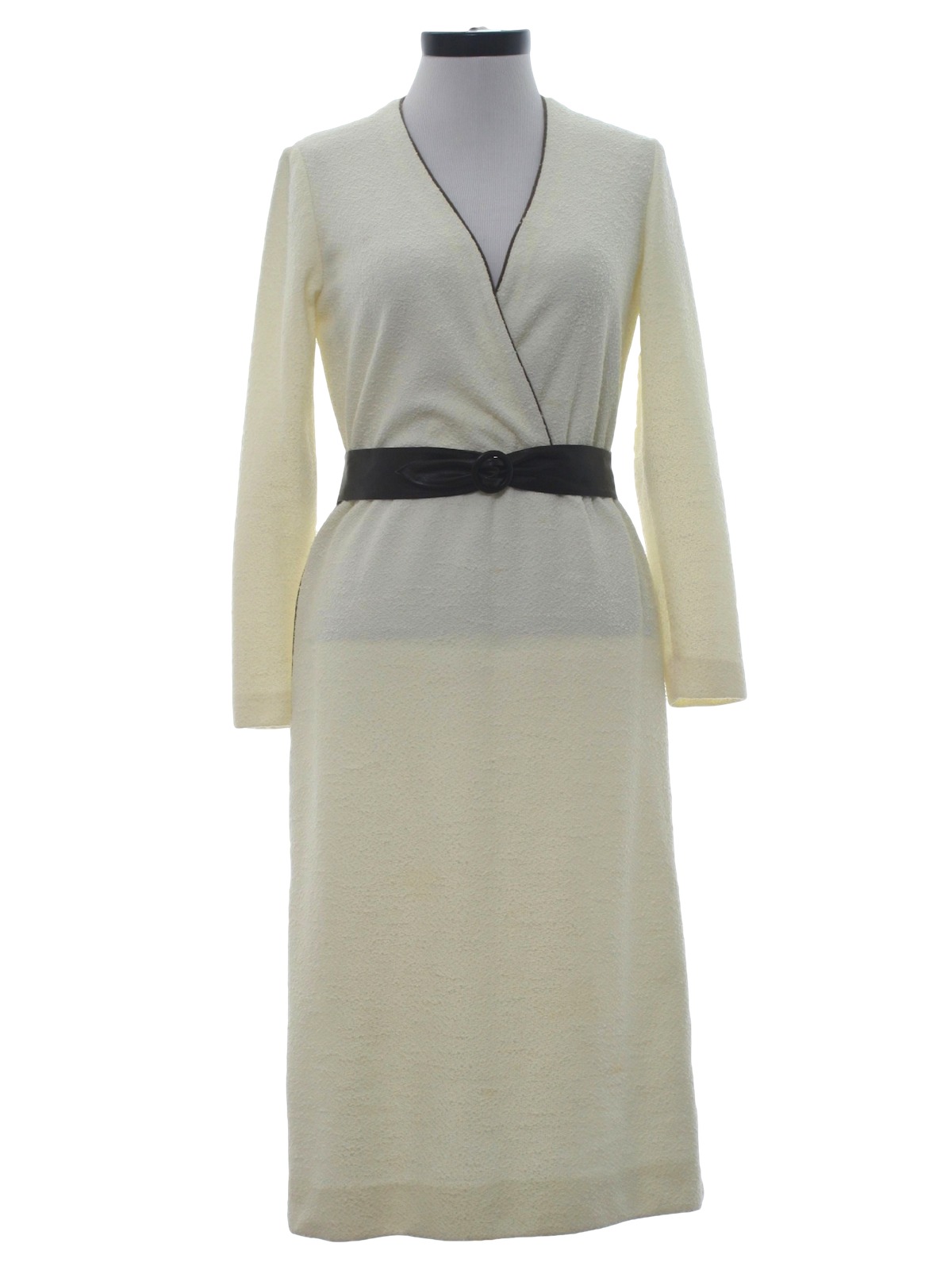 Seventies Leslie Fay Dress: 70s -Leslie Fay- Womens cream, polyester ...