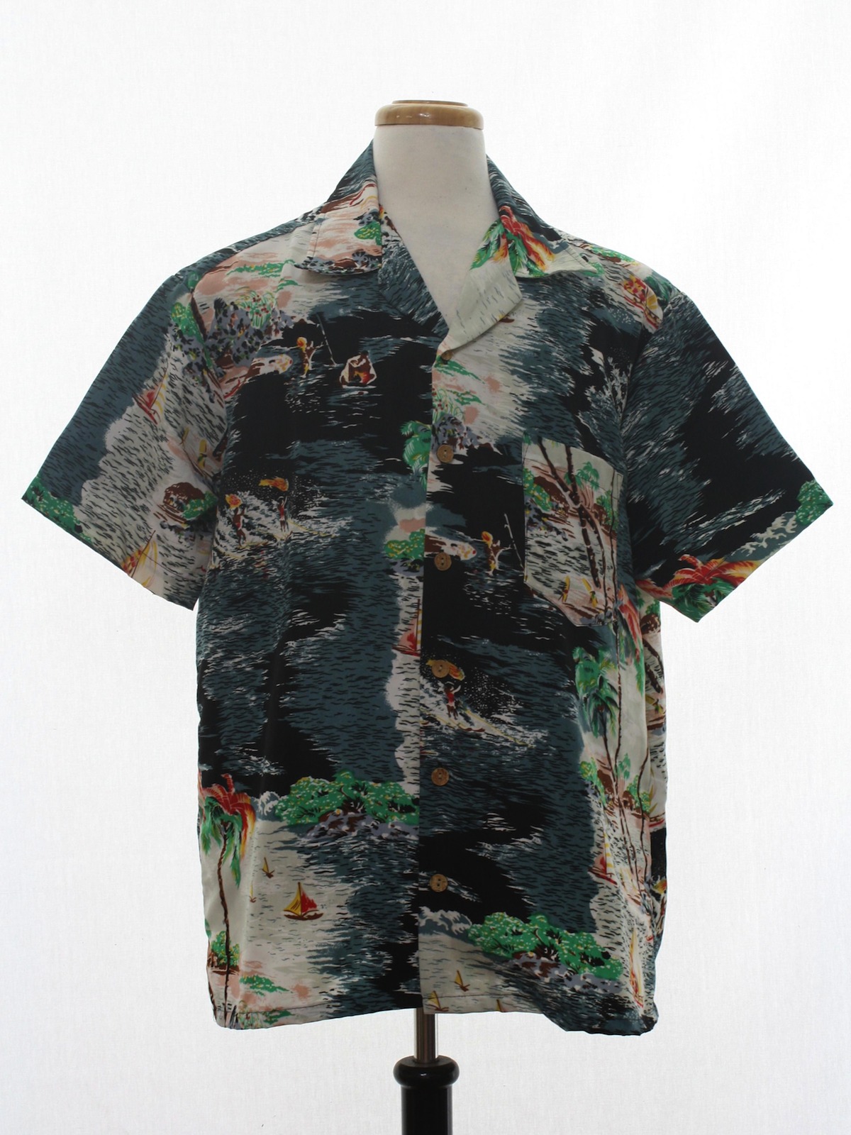 1990s Vintage Hawaiian Shirt: 90s -Stitch Hawaiian- Mens white ...