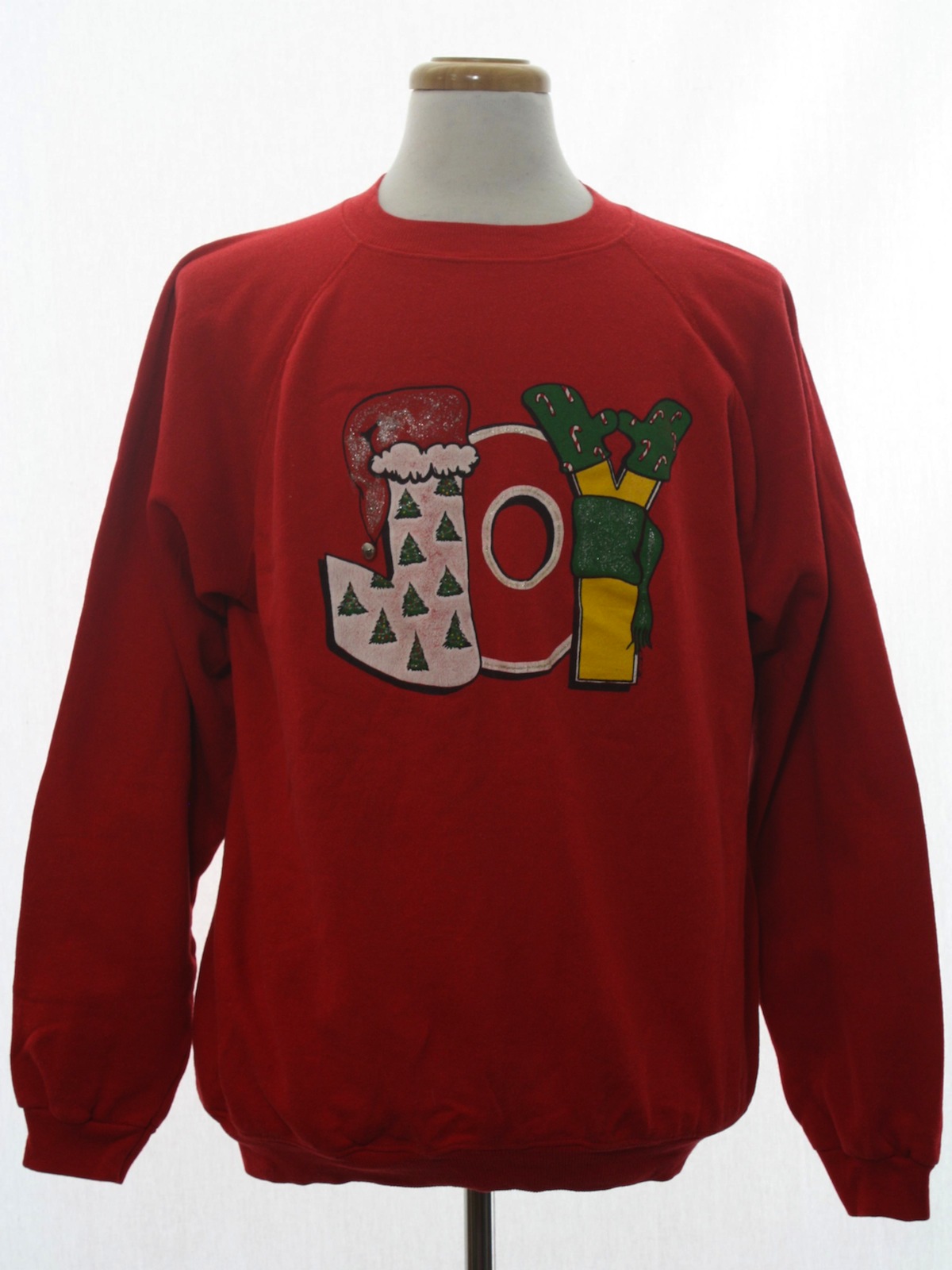 -JOY- Ugly Christmas Sweatshirt: -White Sands- Unisex red background ...