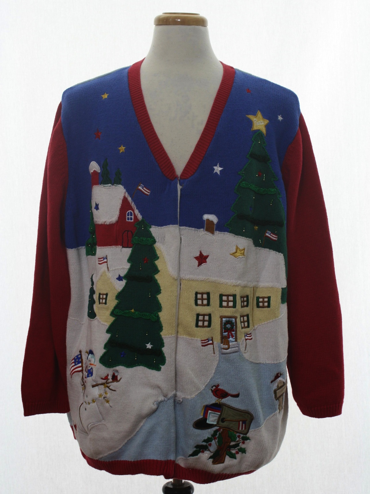 Ugly Christmas Cardigan Sweater: -The Quacker Factory- Unisex red ...