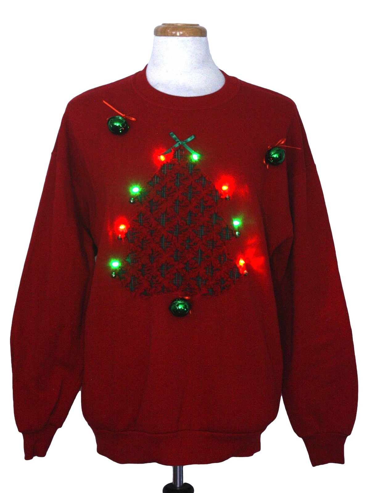 Multicolor Lightup Hand Embellished Ugly Christmas Sweatshirt: -Jerzees ...