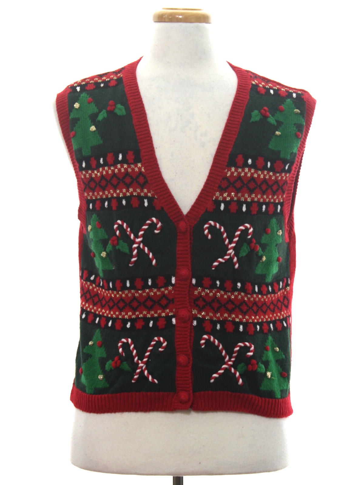 Womens Ugly Christmas Sweater Vest: -Bryn Connelly- Petite Womens red