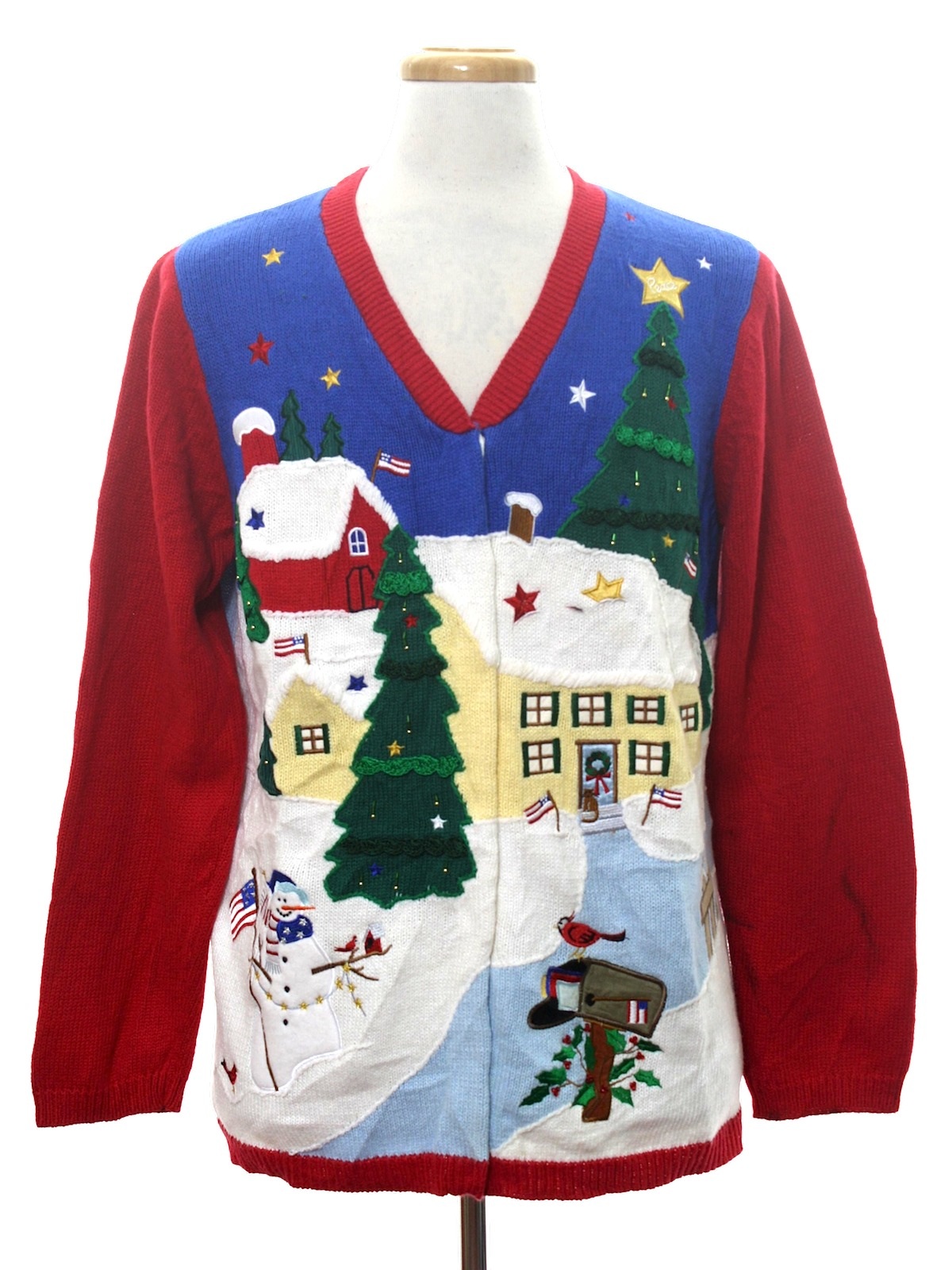 Ugly Christmas Cardigan Sweater: -Quacker Factory- Unisex royal blue ...