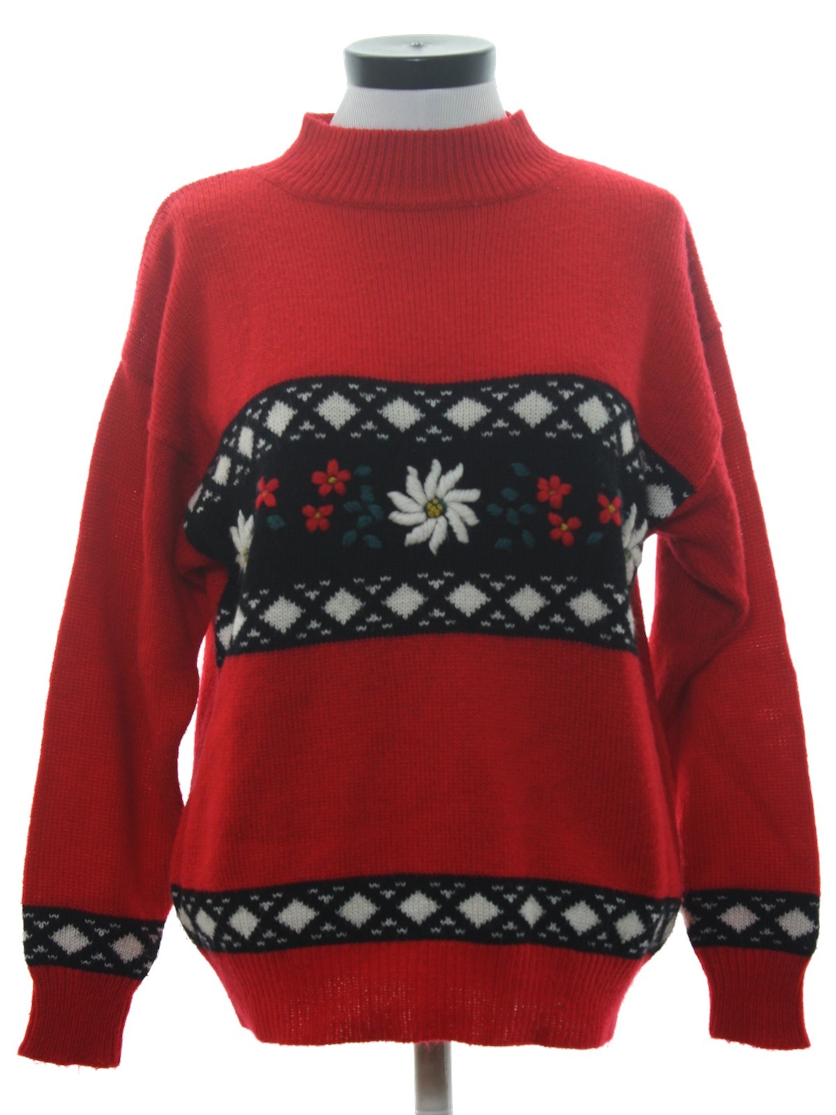 80's Vintage Sweater: 80s -Honors- Womens red background, longsleeve ...