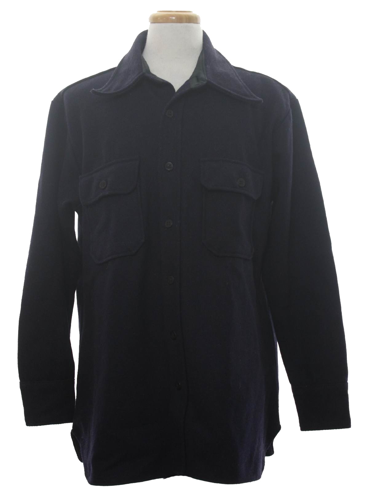 Vintage C.P.O. 70's Jacket: 70s -C.P.O.- Mens dark navy blue wool blend ...