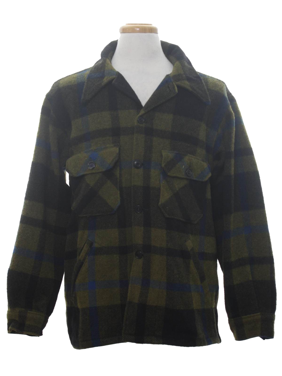 1970s Vintage Jacket: 70s -Woolrich- Mens olive background, black and ...