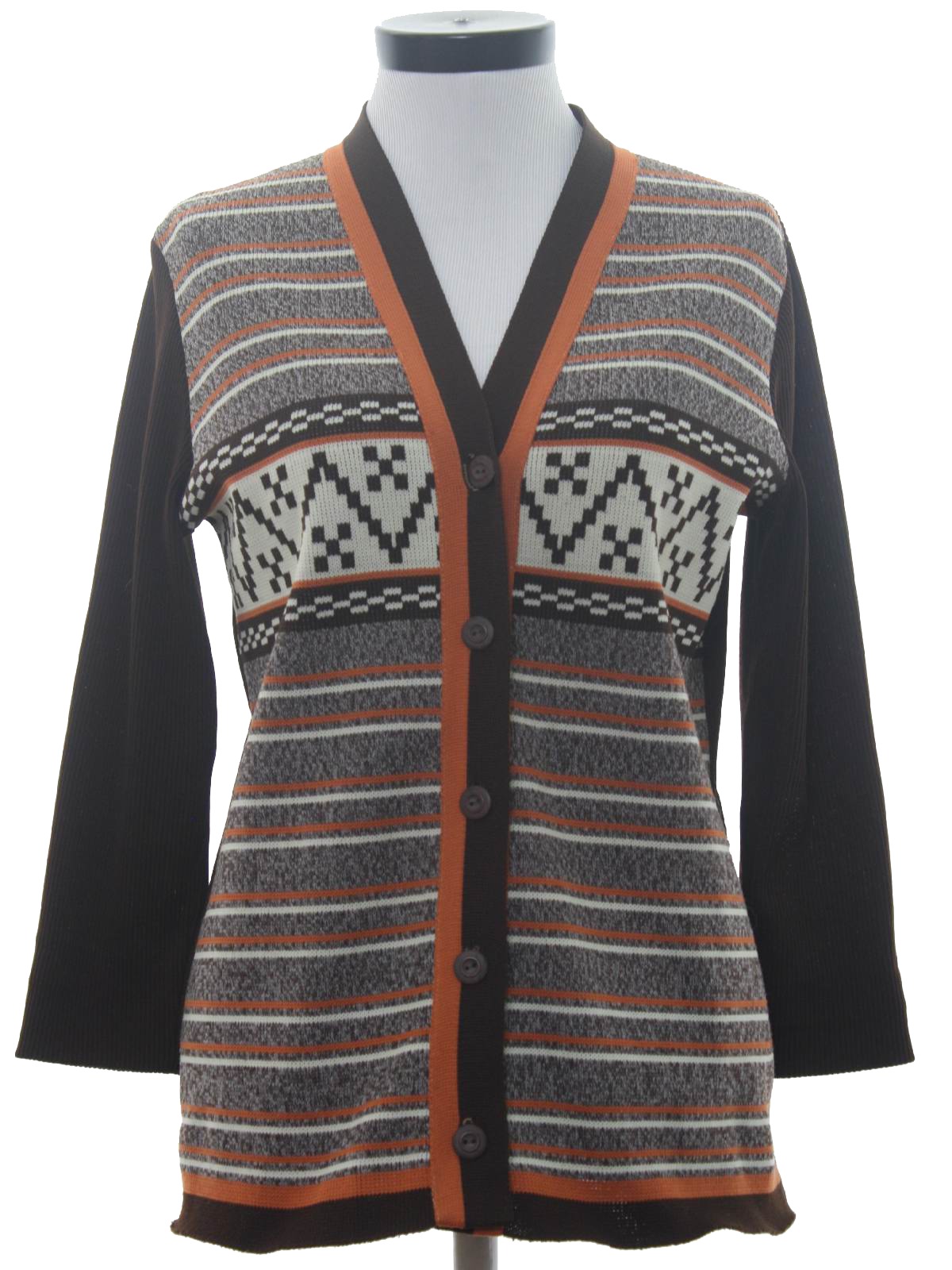 70s Caridgan Sweater (Missing Label): 70s -Missing Label- Womens dark ...