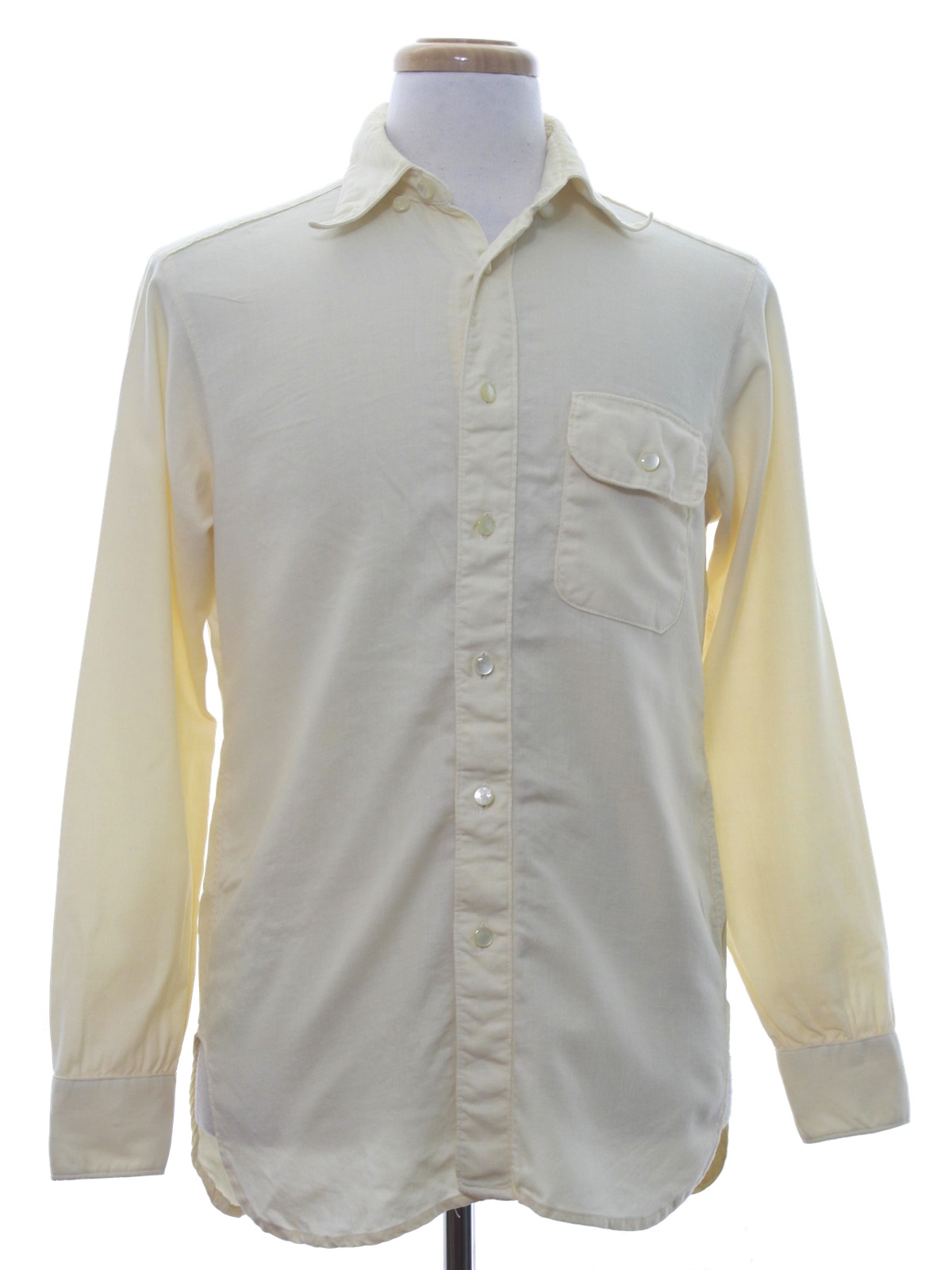 1980's Shirt: 80s -no label- Mens cream background cotton flannel ...