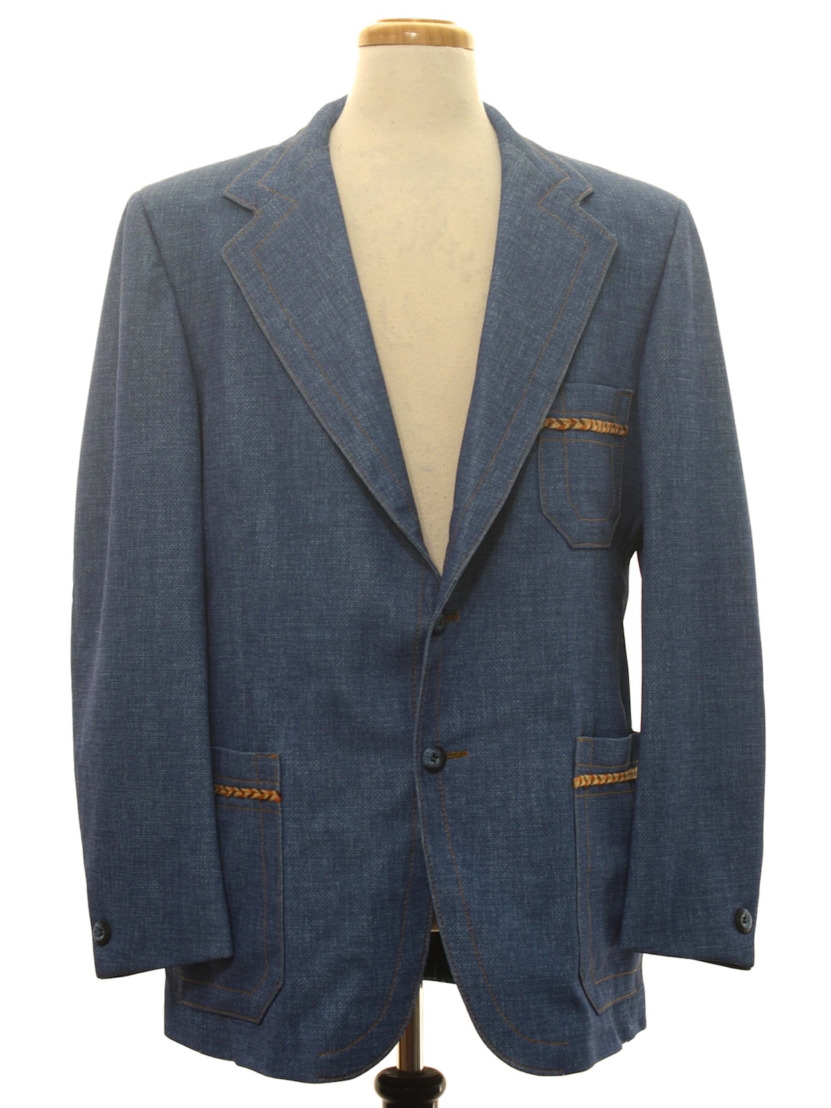 Vintage 70s Jacket: 70s -J C Penney- Mens denim-look blue polyester ...