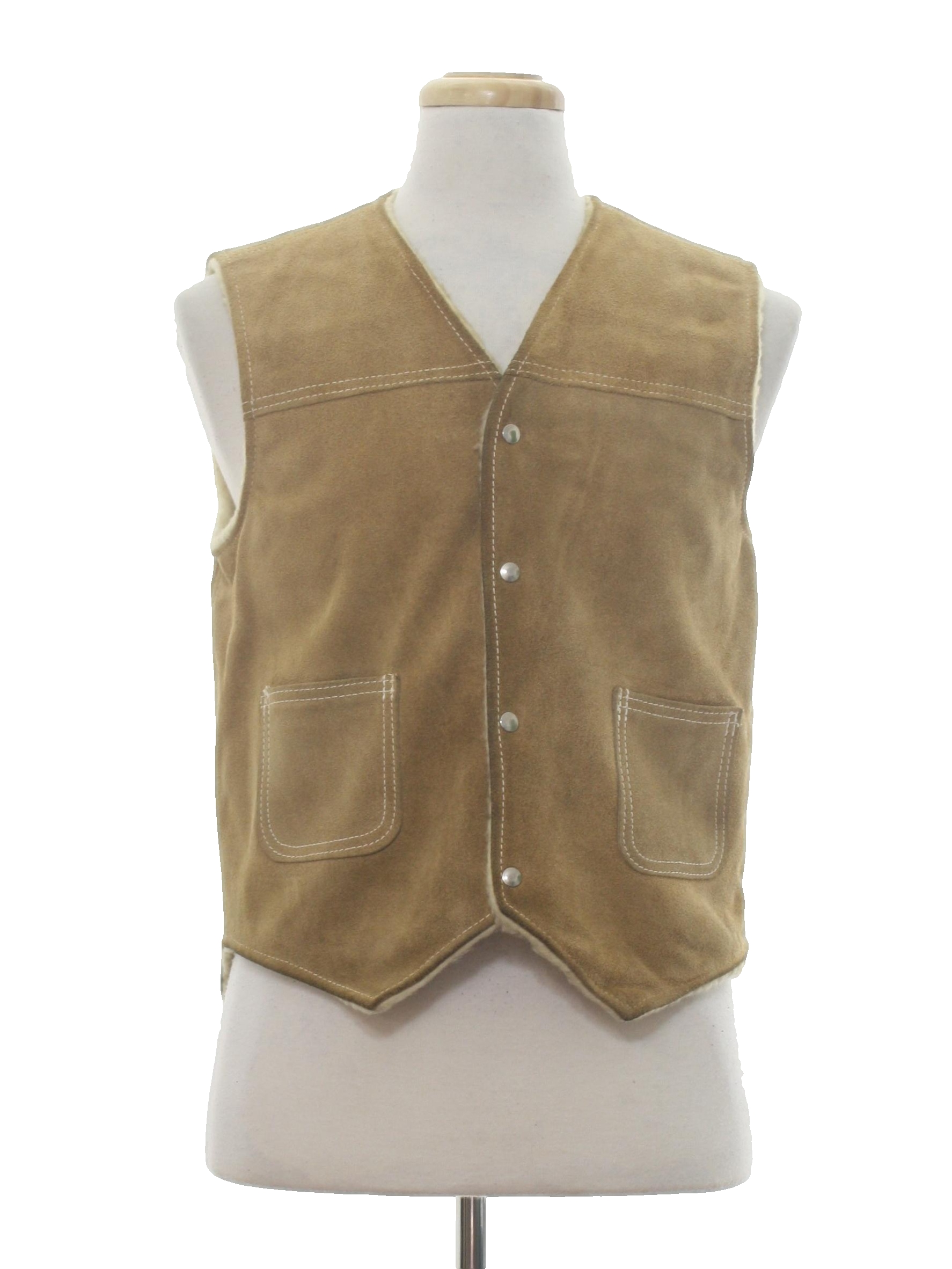 Vintage 1970's Vest: 70s -J C Penney- Mens tan suede leather hippie ...