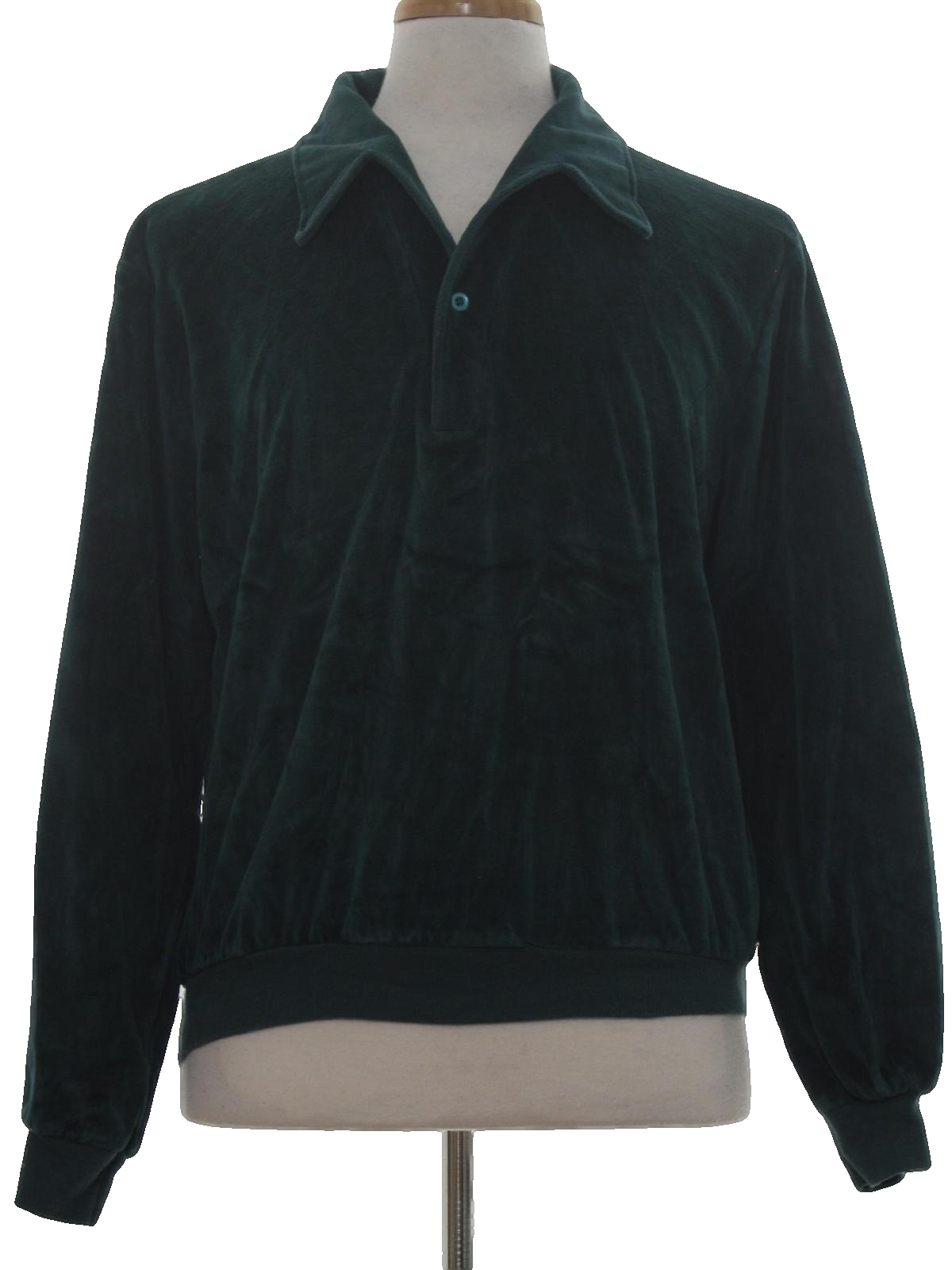 1970s Spire Velour Shirt: 70s -Spire- Mens Hunter green, velour ...
