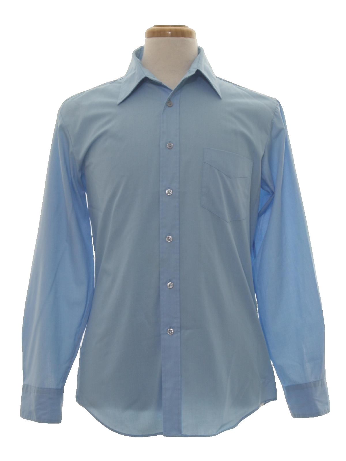 Vintage 1960's Shirt: 60s -Mohawk- Mens pale blue polyester mod dress ...