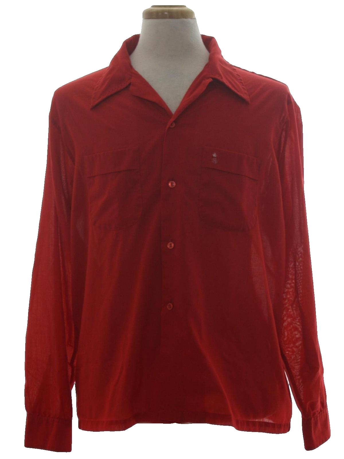 Vintage 1970's Shirt: 70s -National- Mens true red background polyester ...