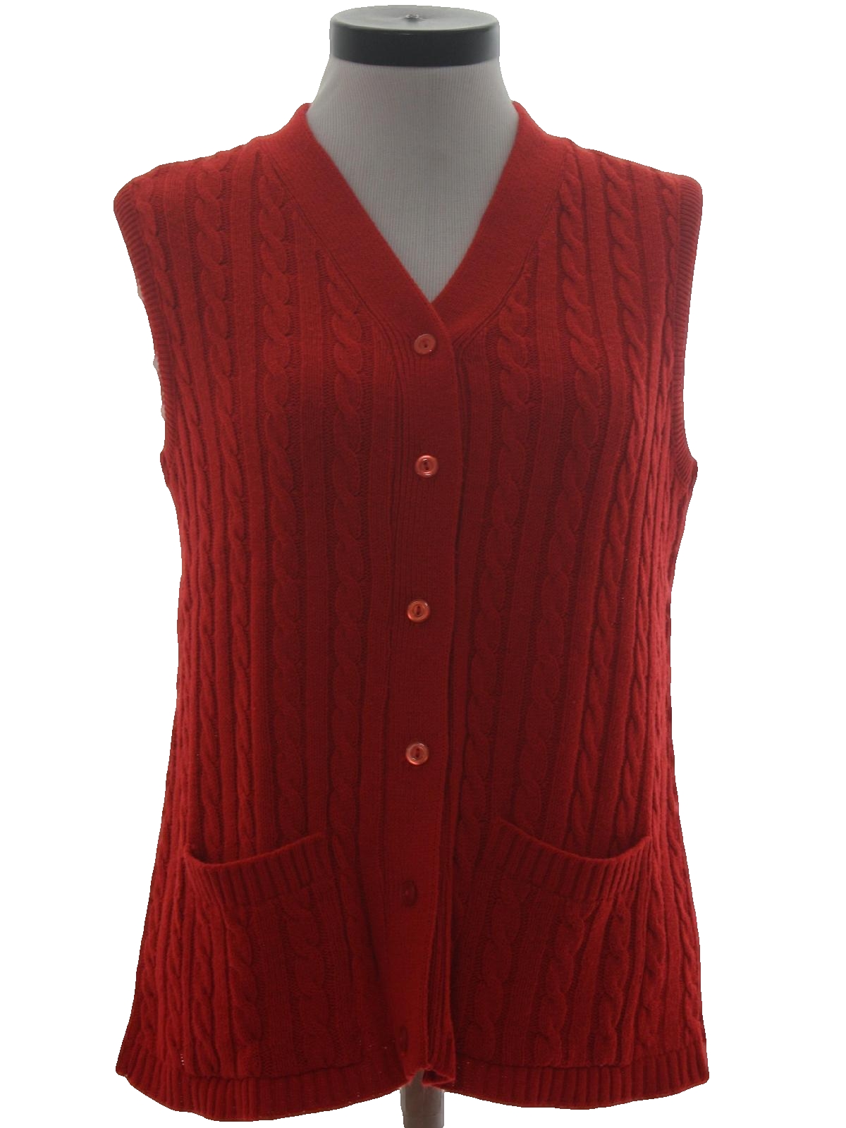 Retro 1970's Sweater (care label) : 70s -care label- Womens red acrylic ...