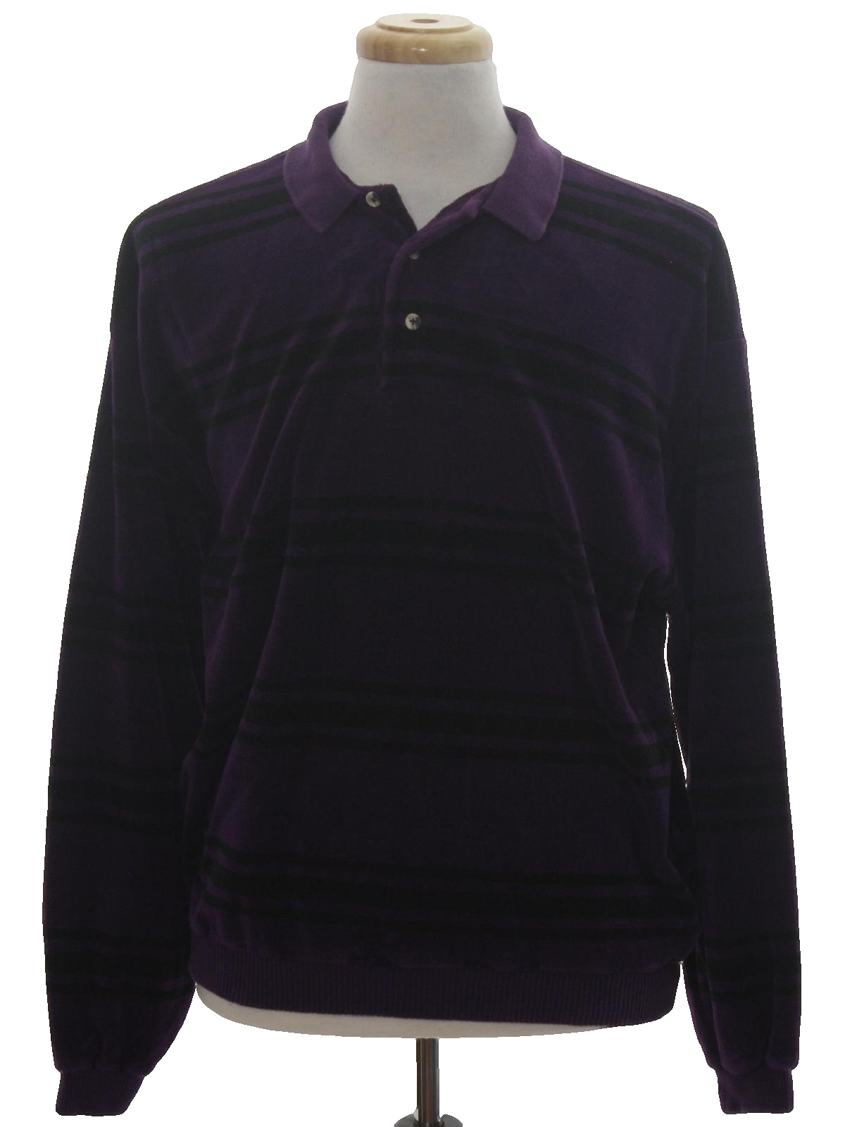 80's Vintage Velour Shirt: 80s -Windridge- Mens dark purple with black ...