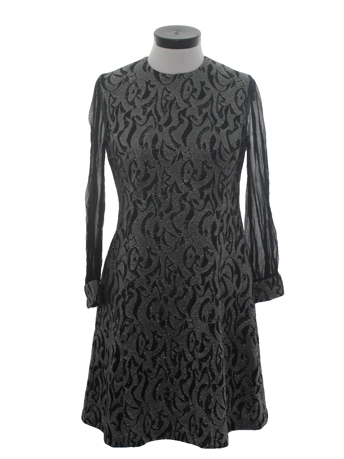 Retro 1960's Cocktail Dress: 60s -no label- Womens black background ...