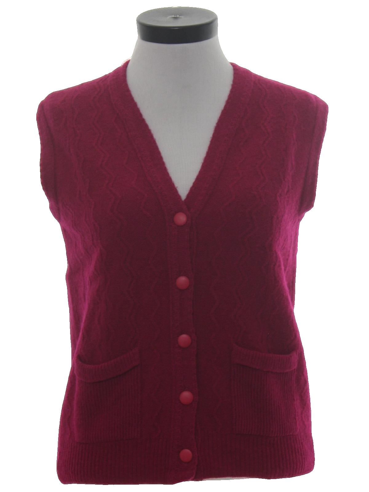 70s Retro Sweater: 70s -no label- Womens bright magenta wool blend ...
