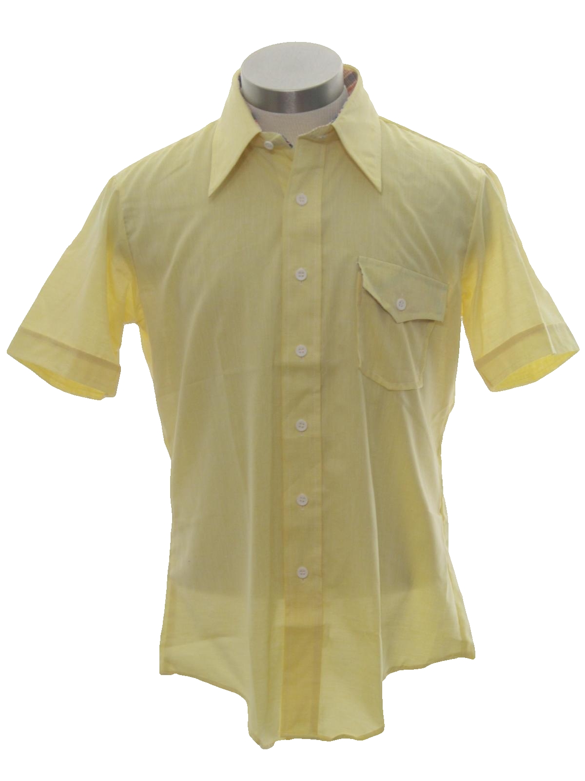 Vintage 70s Shirt: 70s -Pinto- Mens hazy sunny yellow background ...