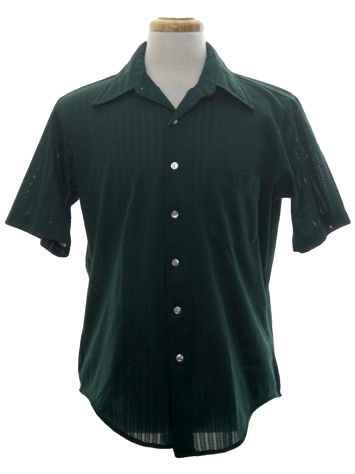 Vintage 70s Shirt: 70s -no label- Mens hunter green background ...