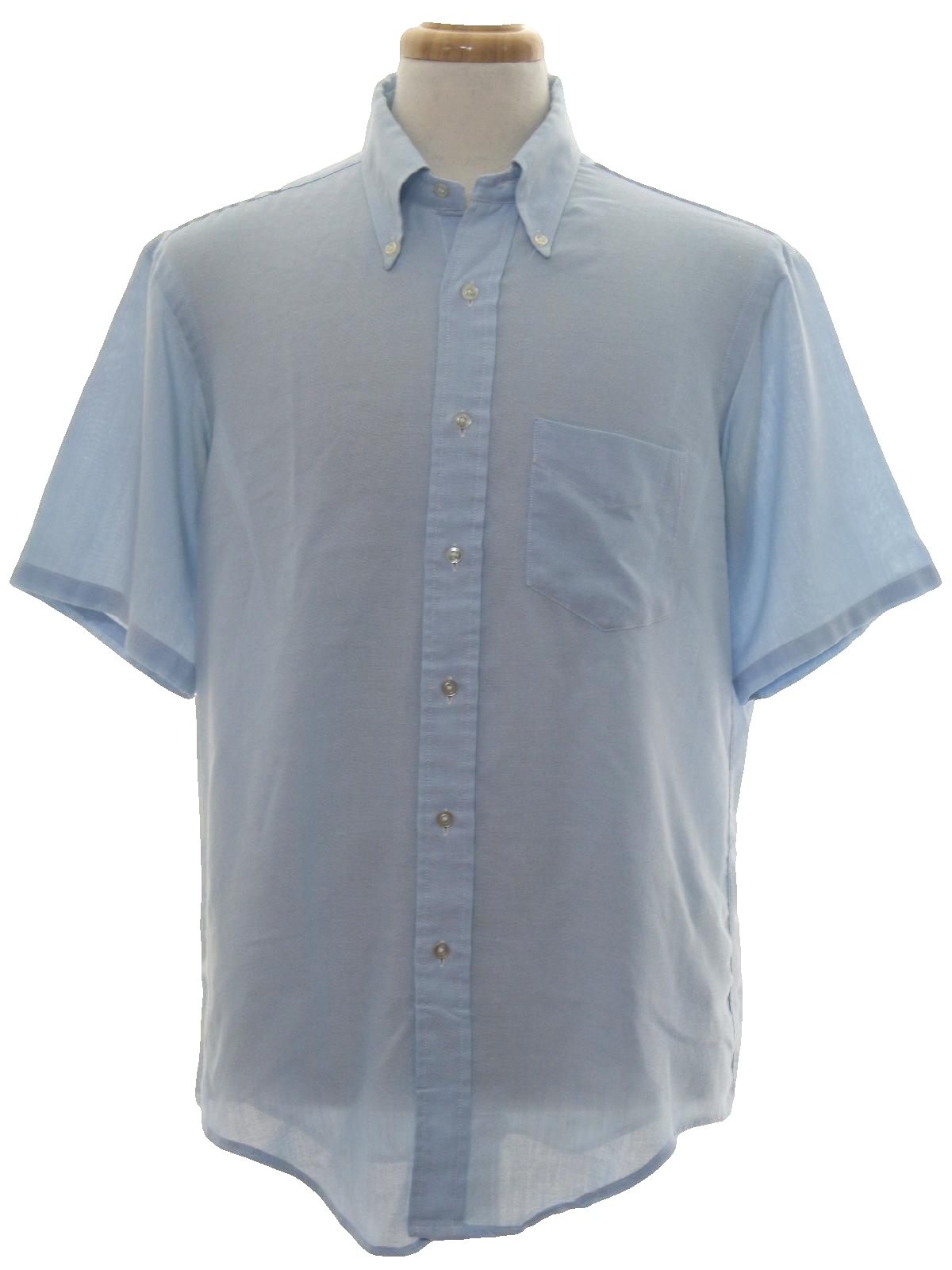 70's Vintage Shirt: 70s -no label- Mens pale blue background polyester ...