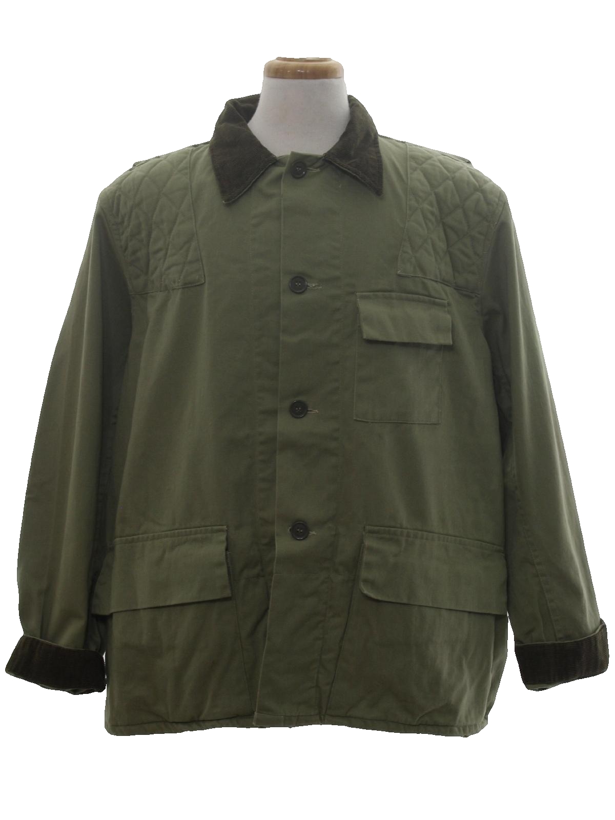 60s Retro Jacket: 60s -Woodsman- Mens khaki green background cotton ...