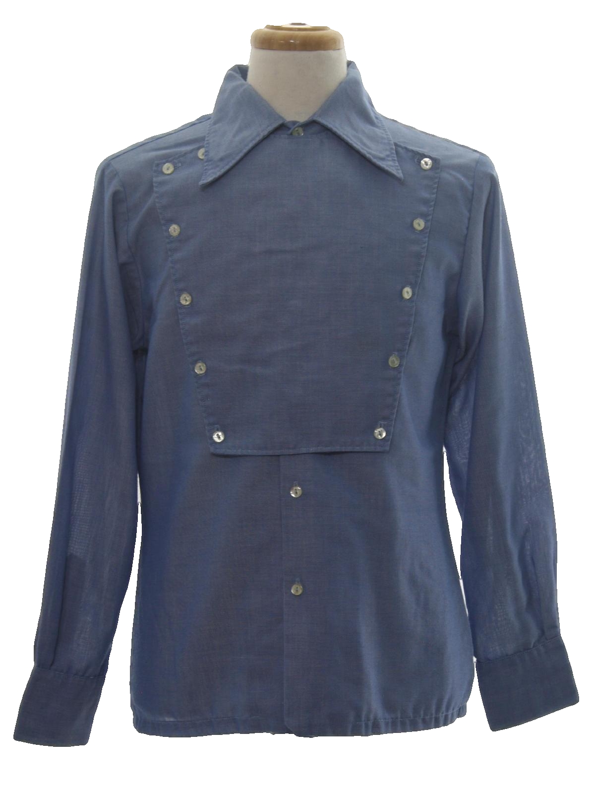 Retro 1970s Western Shirt: 70s -Joel- Mens chambray blue background ...