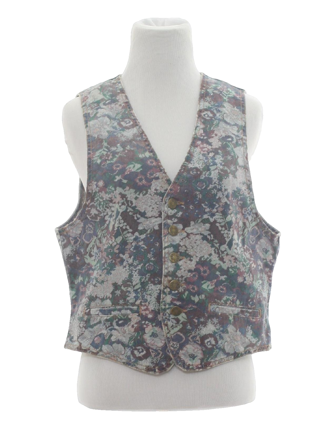1980's Retro Vest: 80s -Zena- Womens muted pink, maroon, blue and green ...