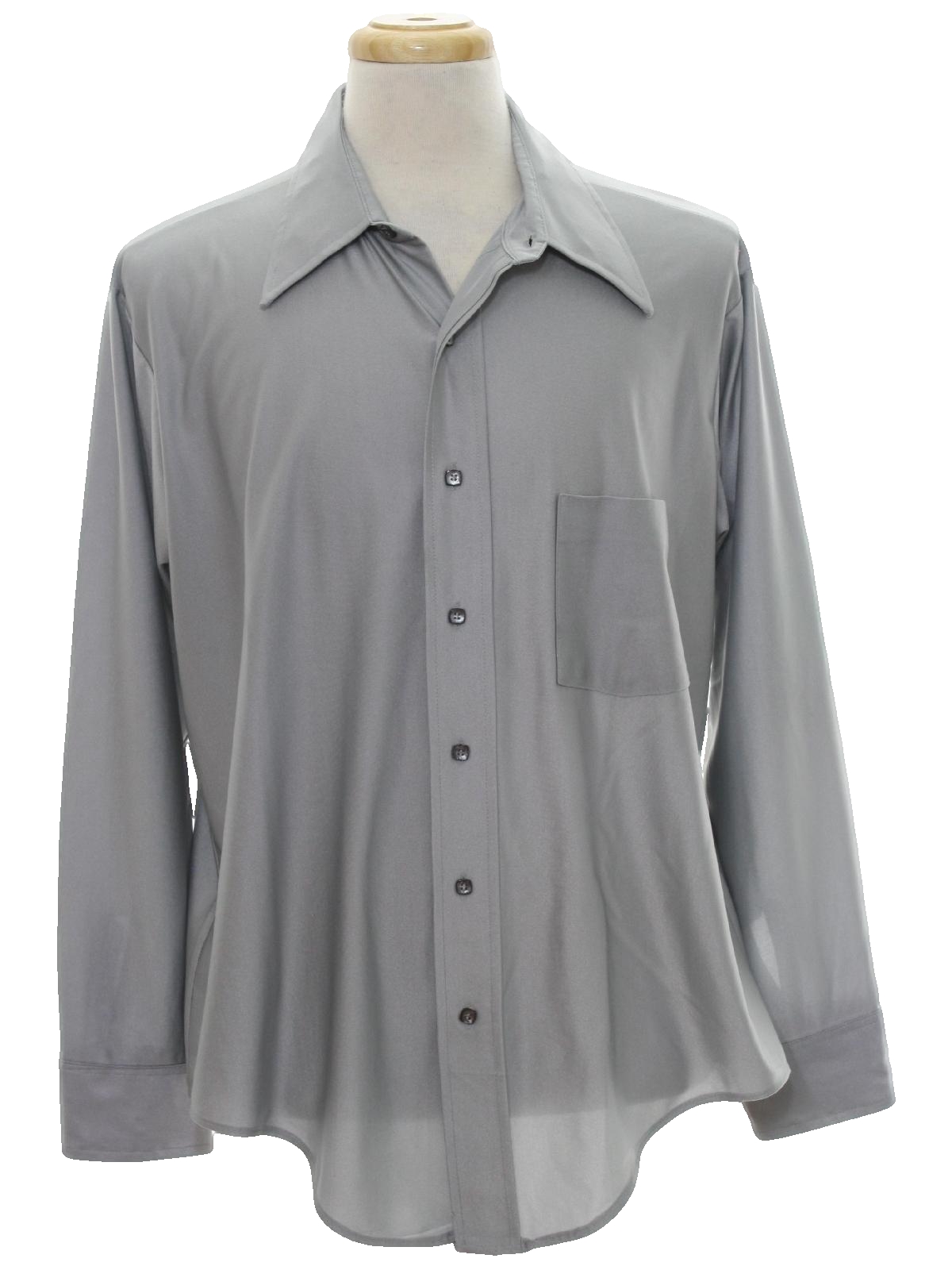 Retro 70's Disco Shirt: 70s -Van Q Van Heusen- Mens medium gray ...