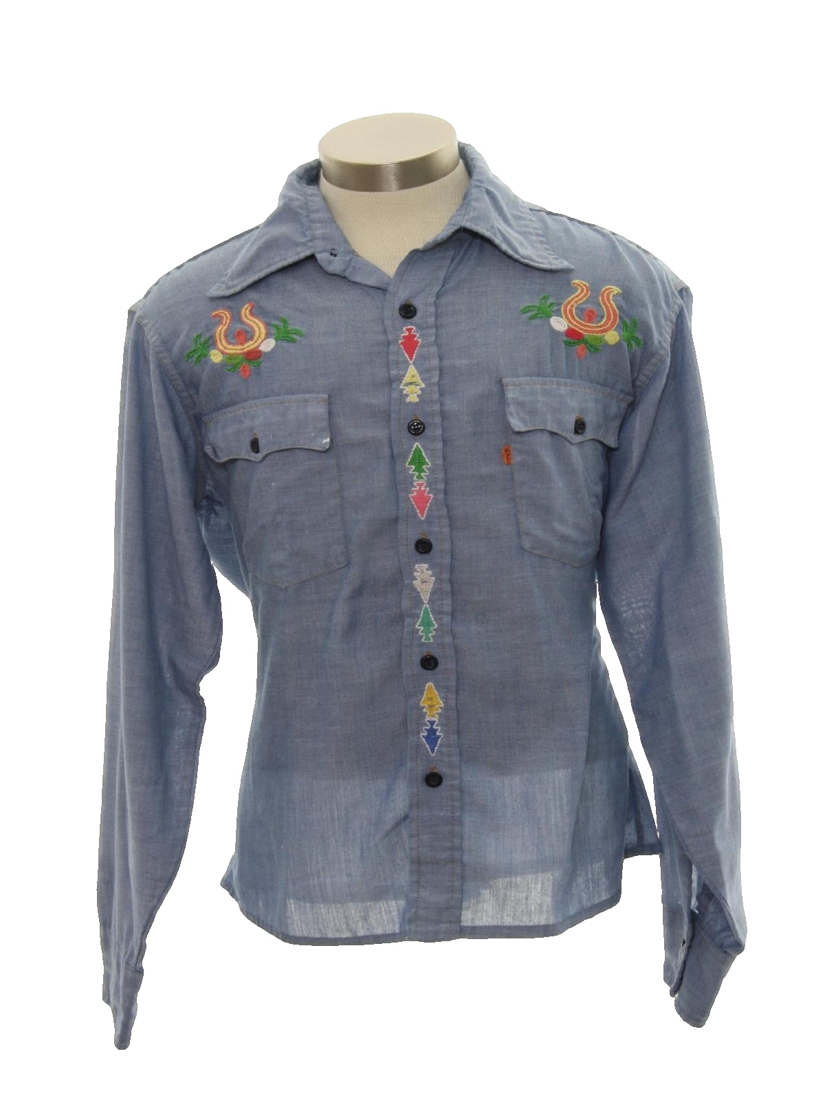 Download 1970's Retro Hippie Shirt: 70s -Levis- Mens chambray blue ...