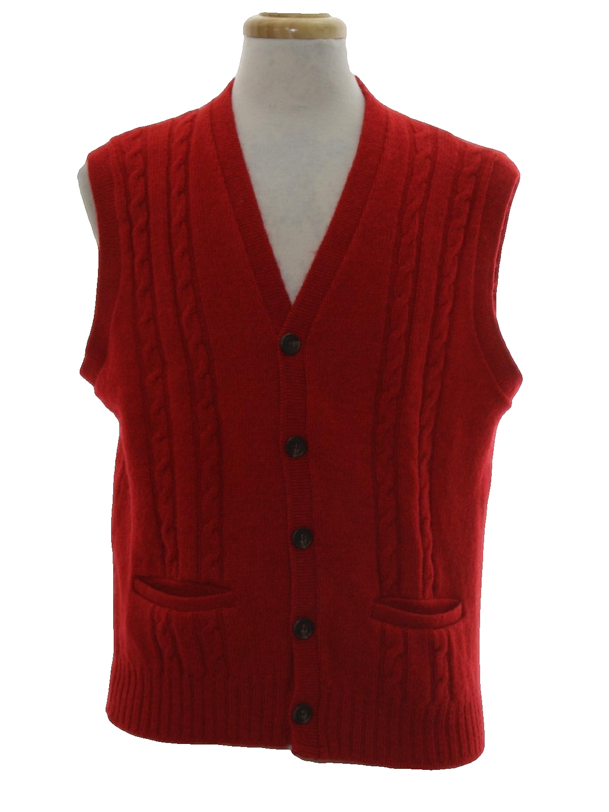 Vintage Jantzen 1970s Sweater: 70s -Jantzen- Mens red wool blend ...