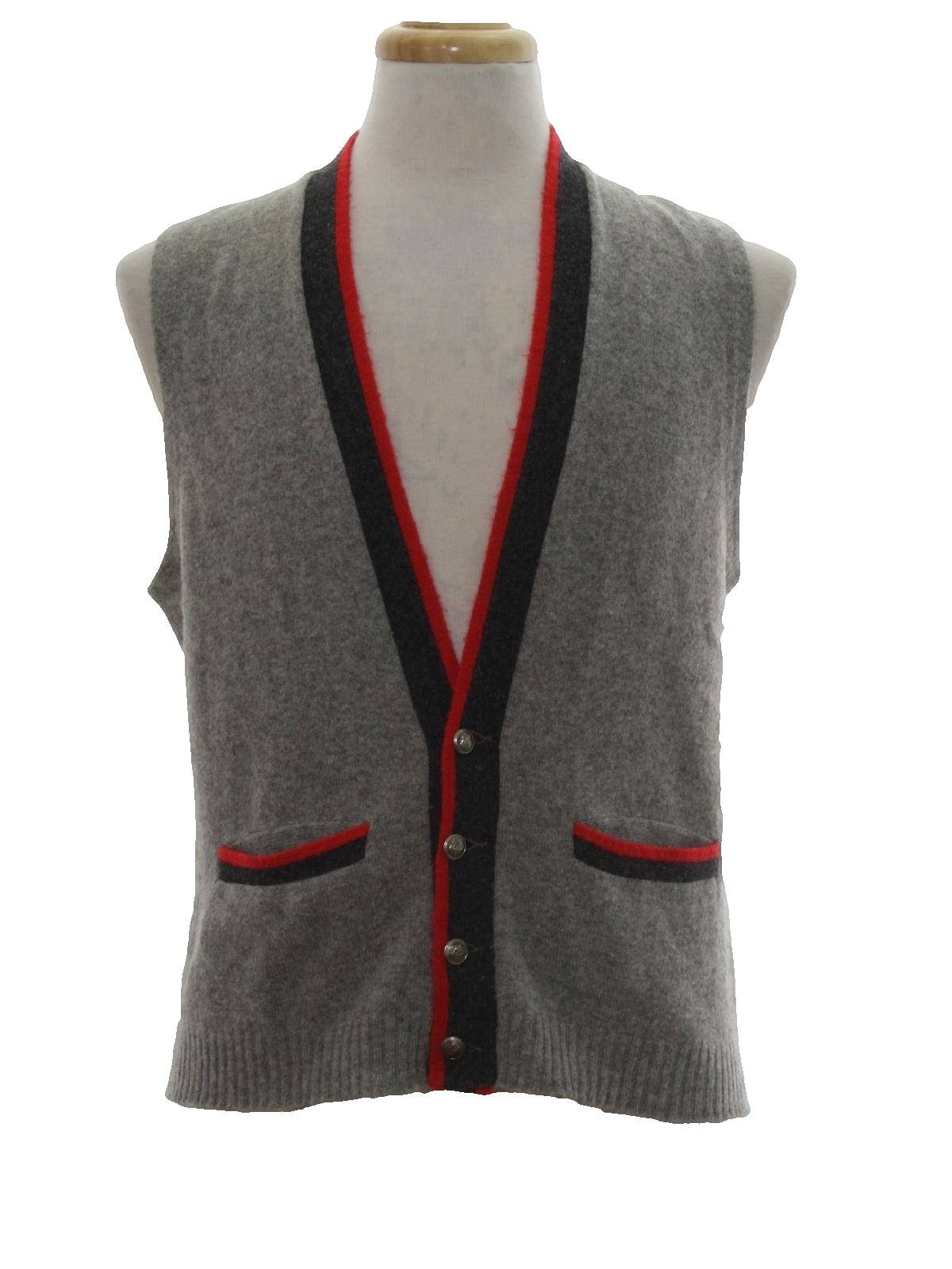 Vintage 1950's Sweater: 50s -Broadmoor- Mens heather grey wool and ...
